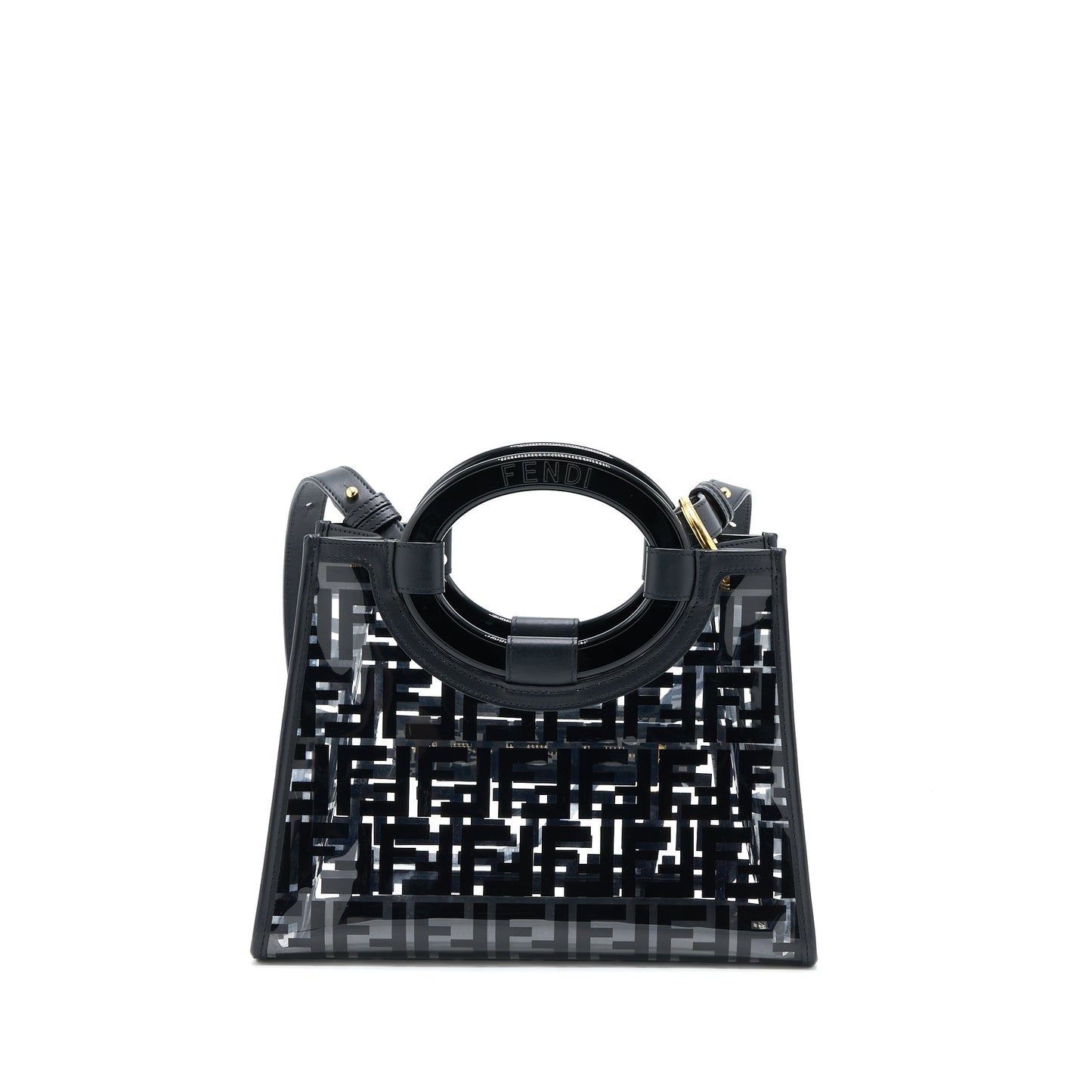 Fendi Transparent Small Runaway Tote /Leather Black