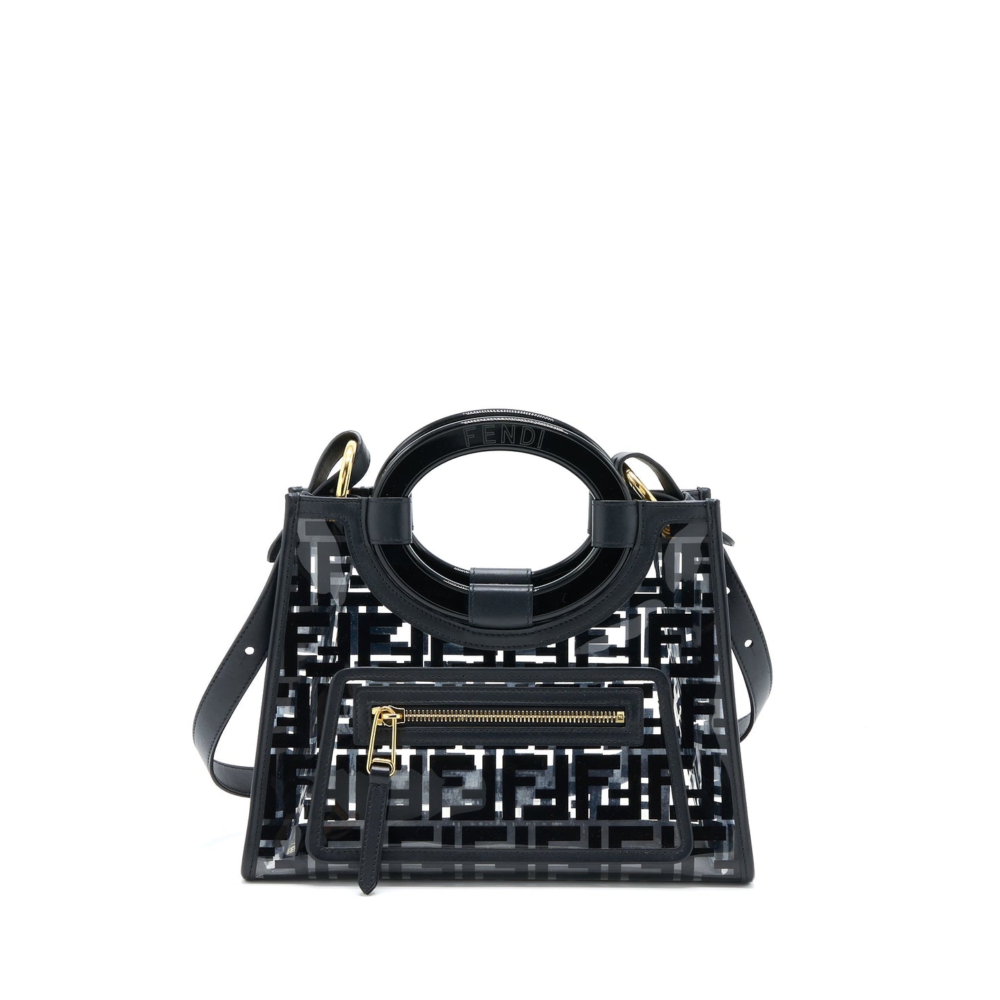 Fendi Transparent Small Runaway Tote /Leather Black