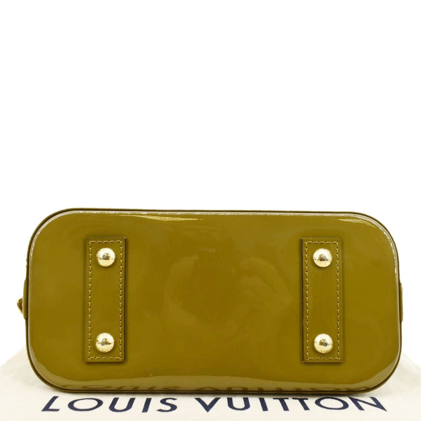 LOUIS VUITTON Alma BB Vernis Leather Satchel Crossbody Bag Vert Olive