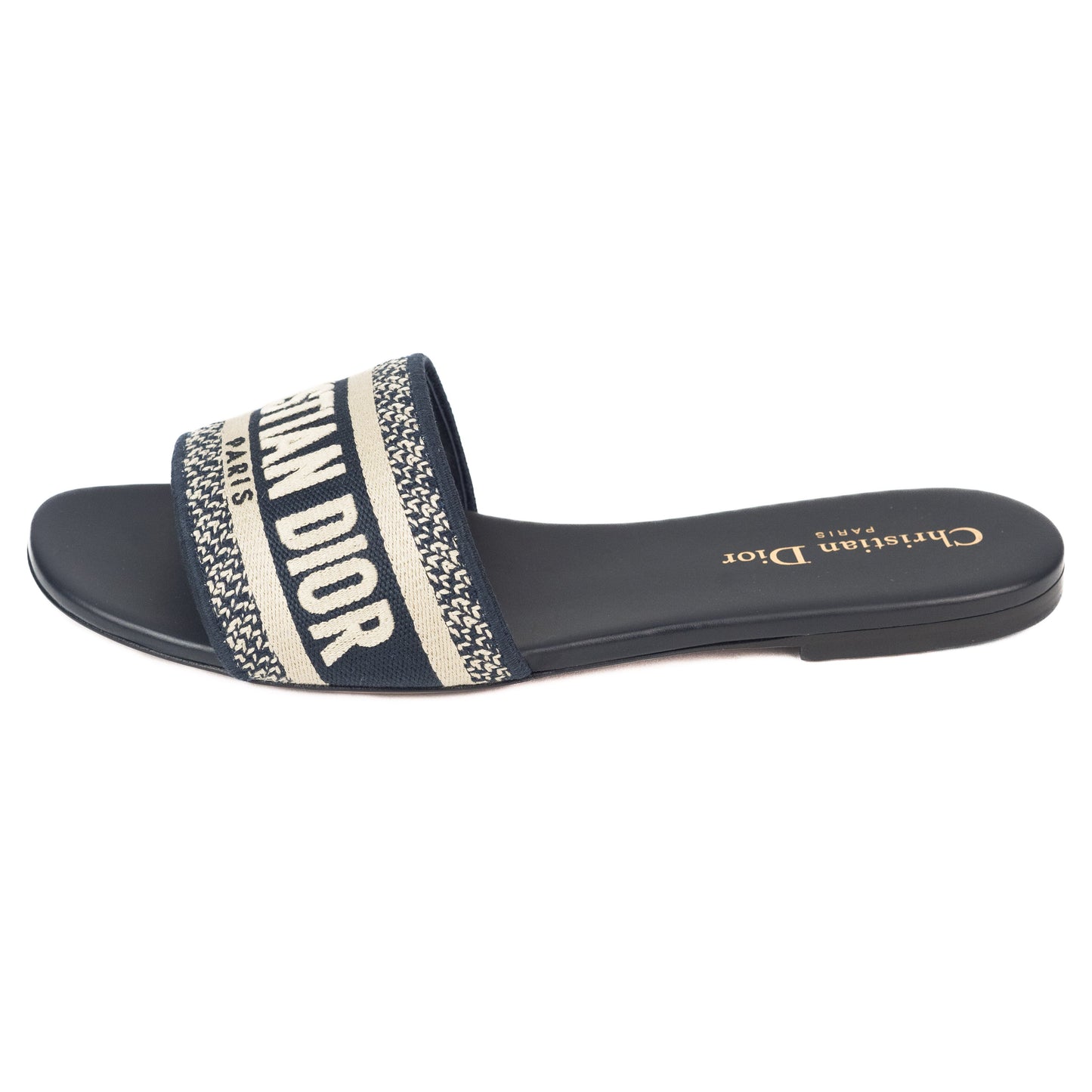 Dior Dway Navy Blue Embroidered Slides