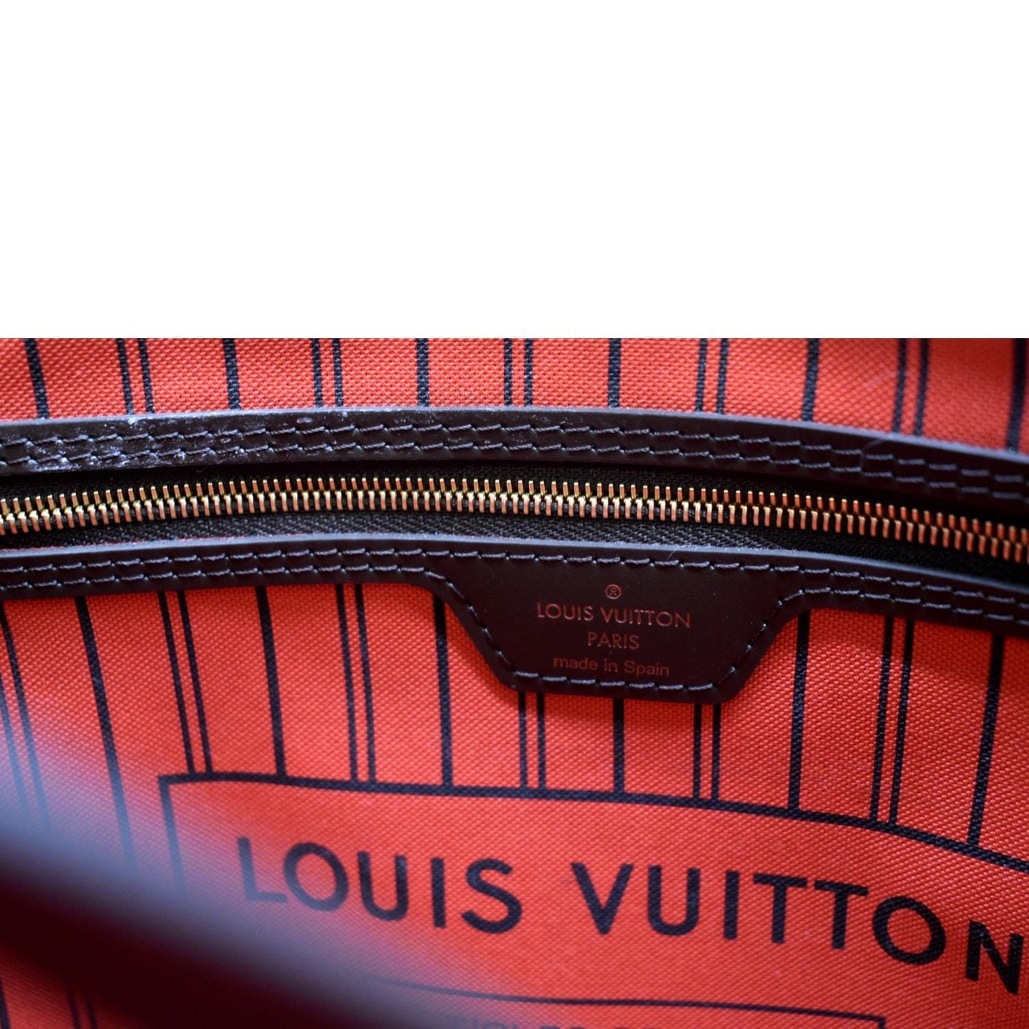 LOUIS VUITTON Neverfull MM Damier Ebene Tote Bag Brown