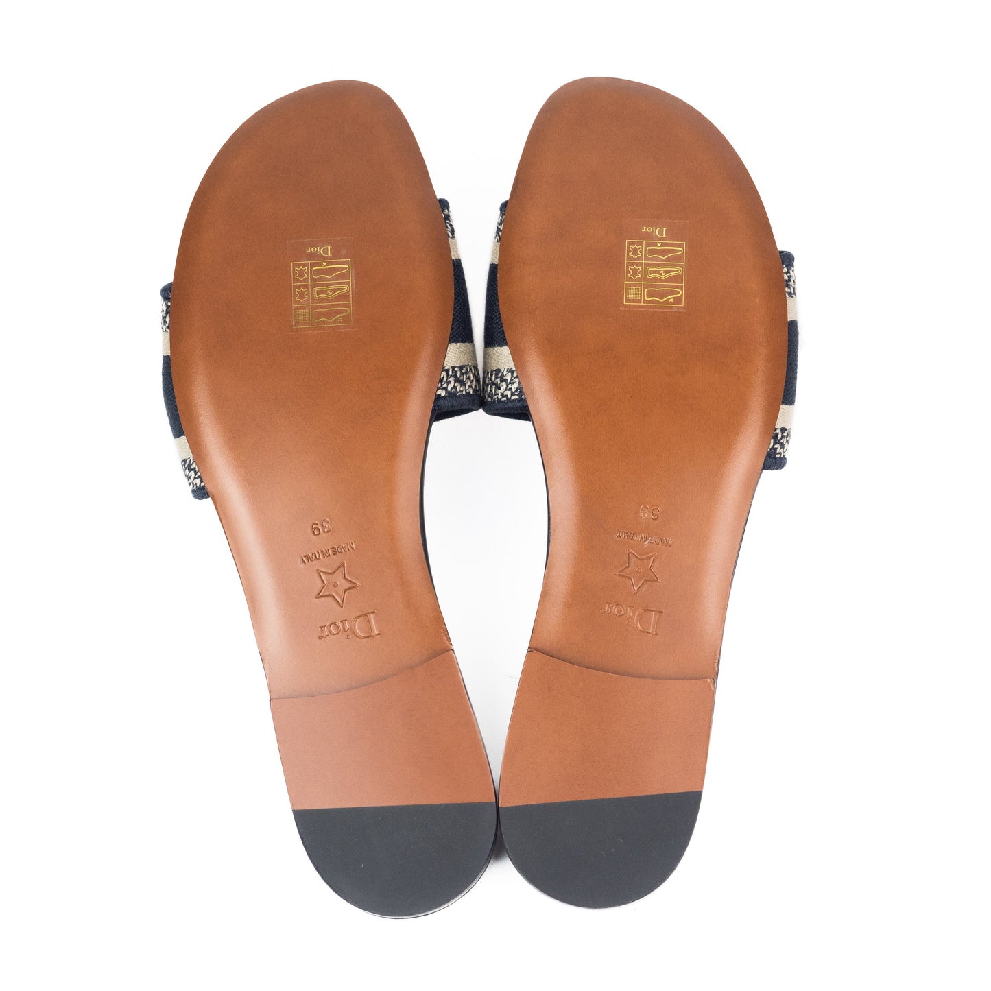 Dior Dway Navy Blue Embroidered Slides