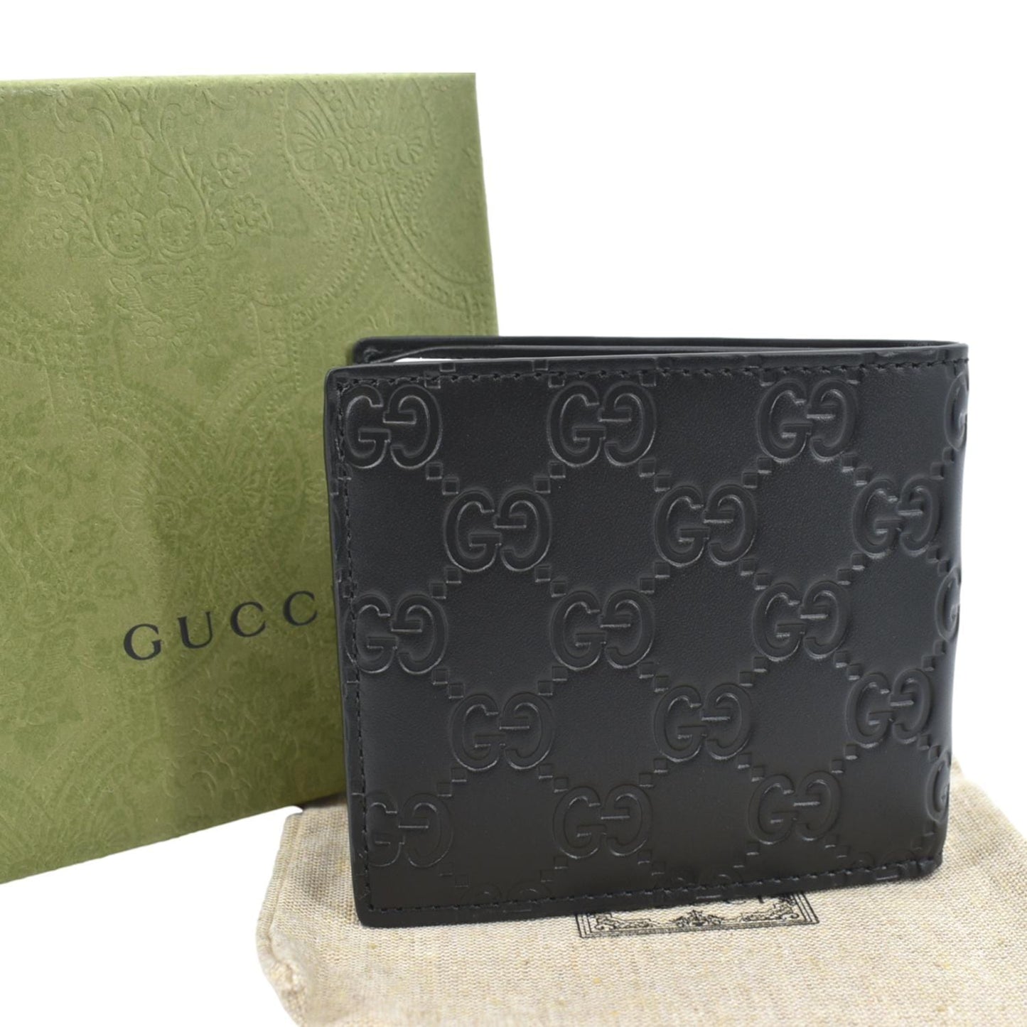 GUCCI GG Leather Bifold Men's Wallet Black 473916