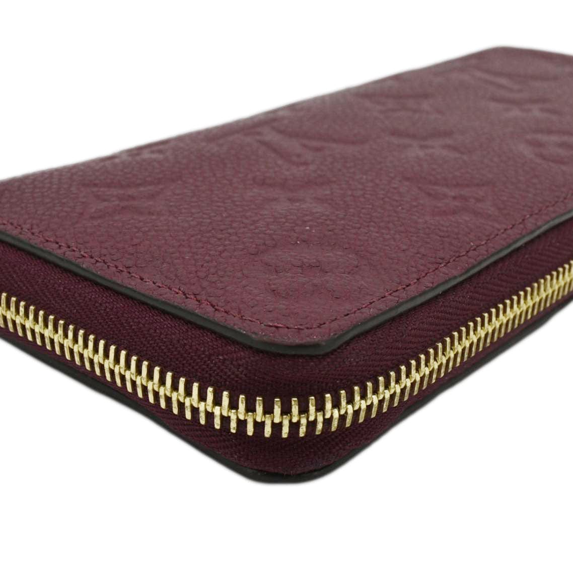 LOUIS VUITTON Clemence Empreinte Leather Wallet Maroon