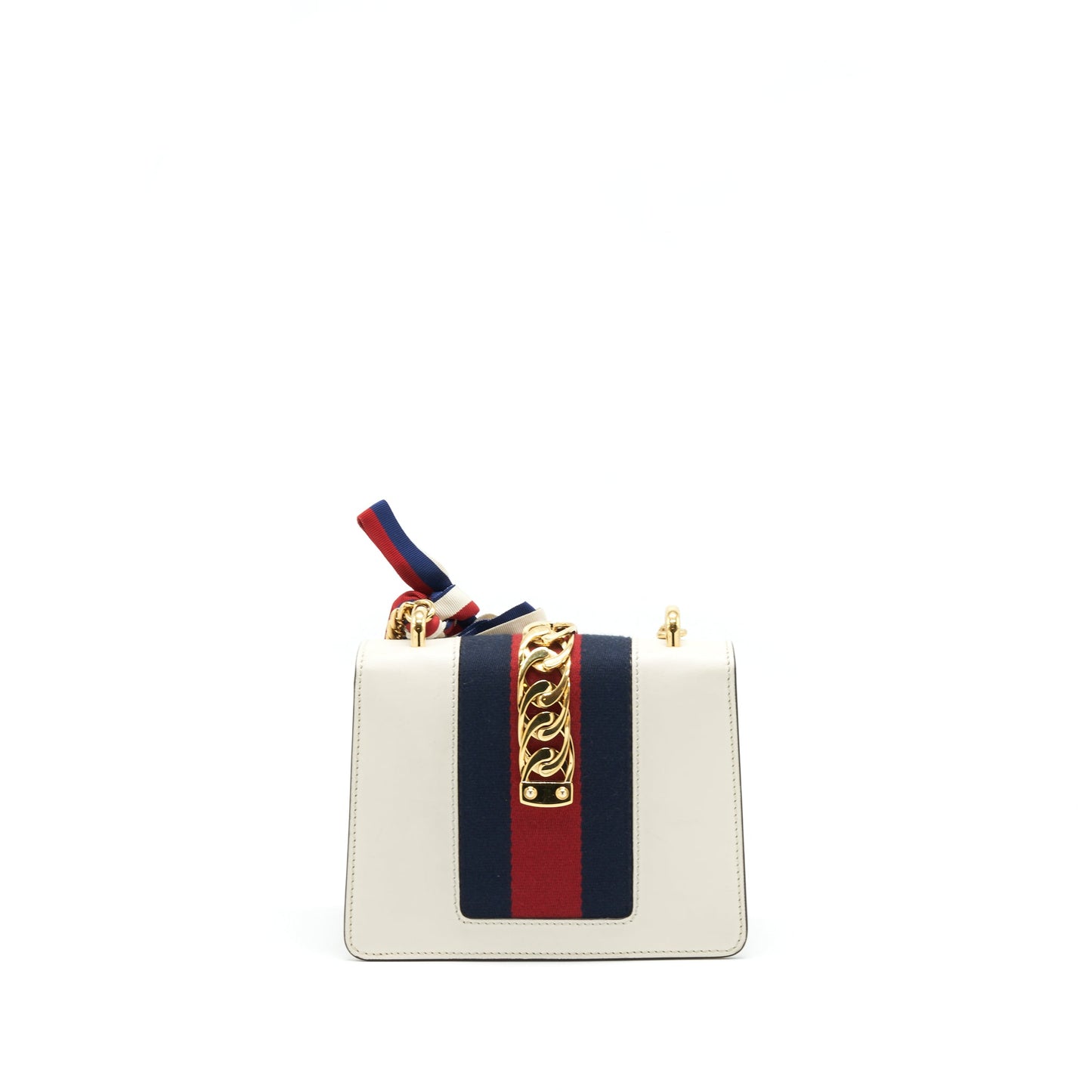 GUCCI SYLVIE LEATHER CHAIN Purse WHITE