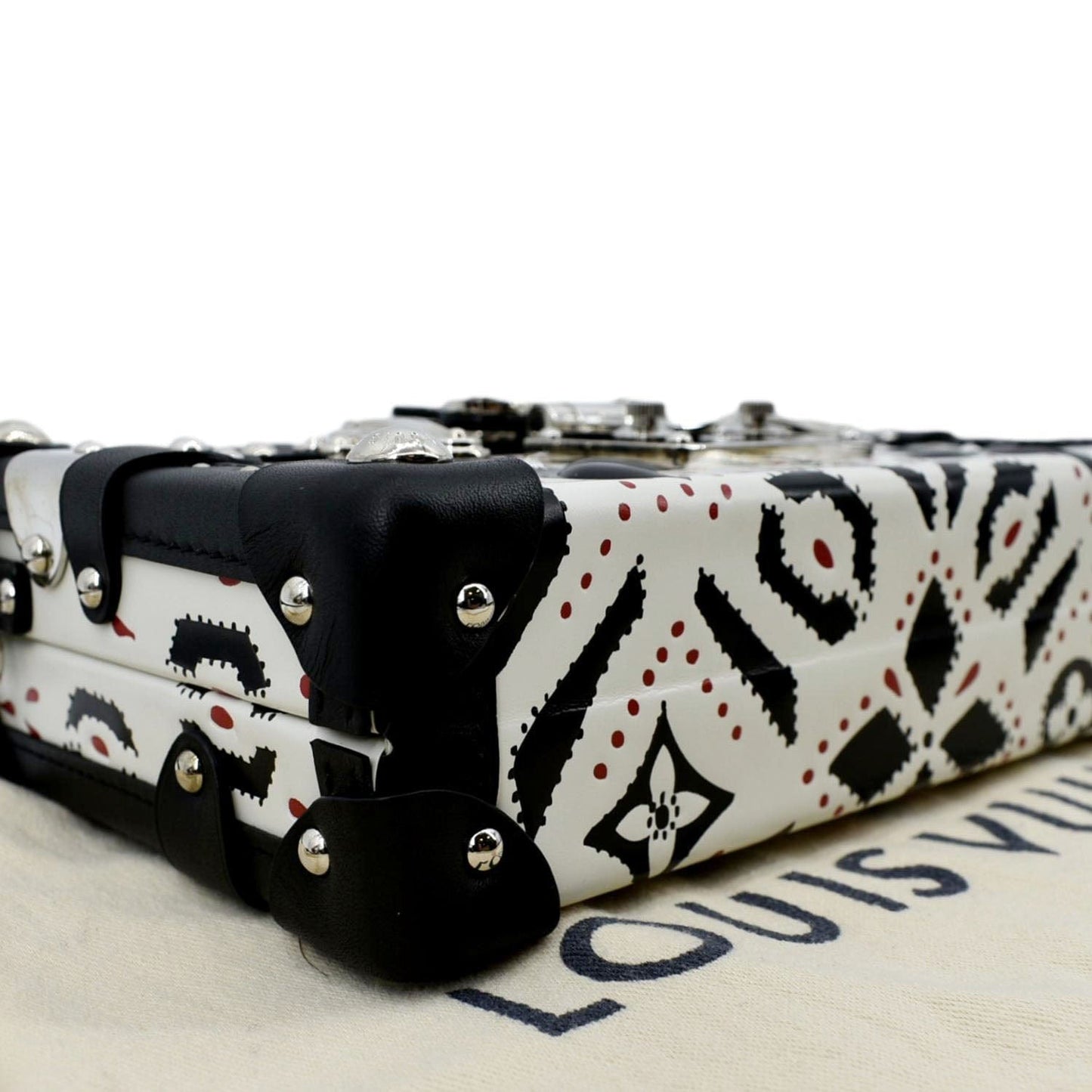 LOUIS VUITTON Petite Malle Graphic Print Leather Crossbody Bag Black/Multicolor
