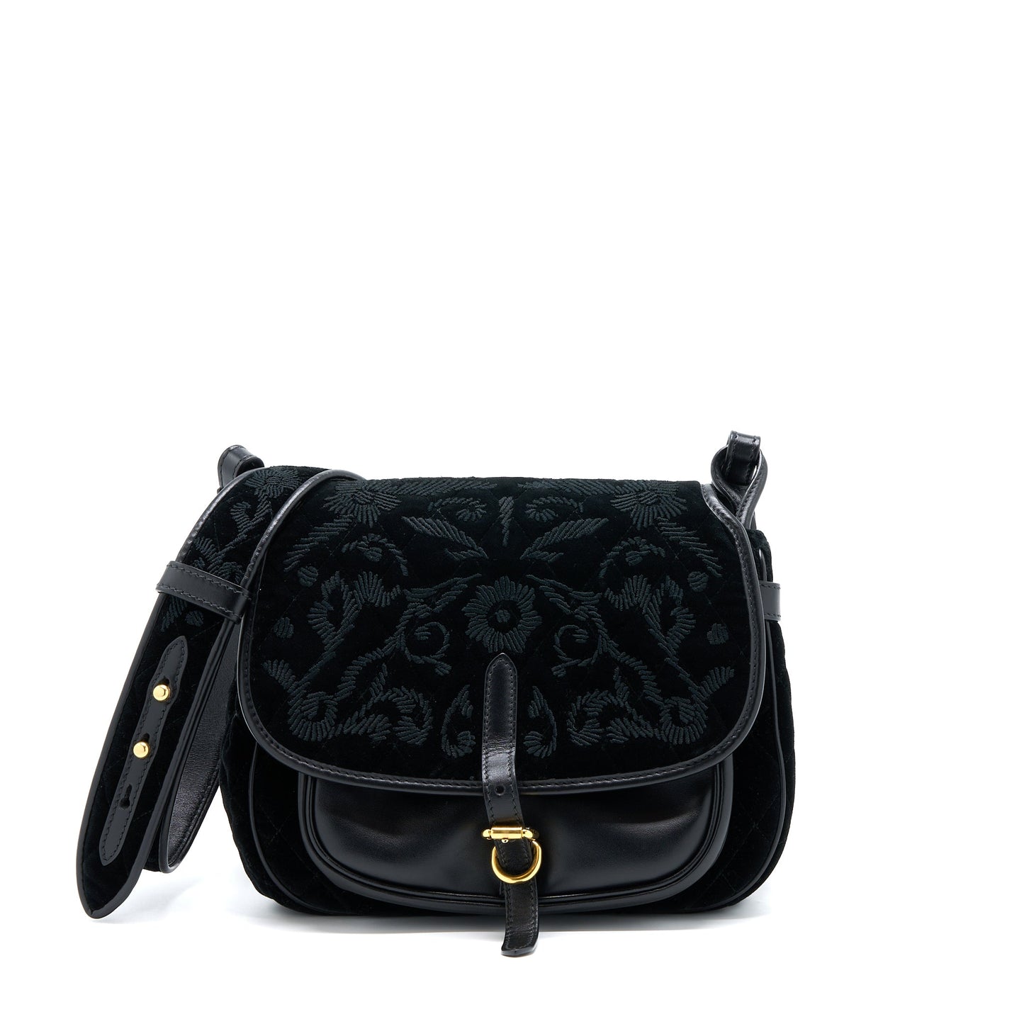 Prada Corsaire Hobo Purse Velvet/Leather Black