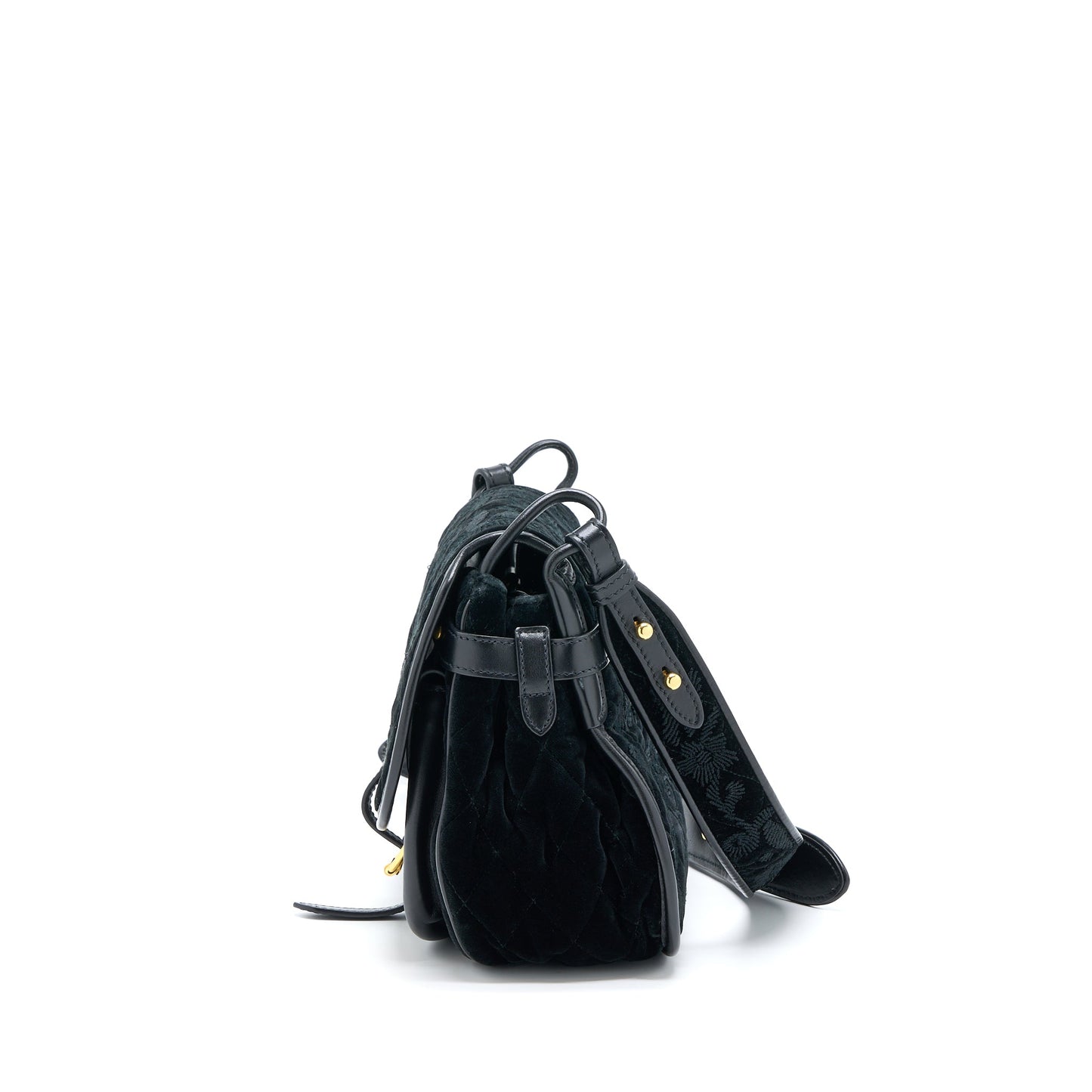 Prada Corsaire Hobo Purse Velvet/Leather Black