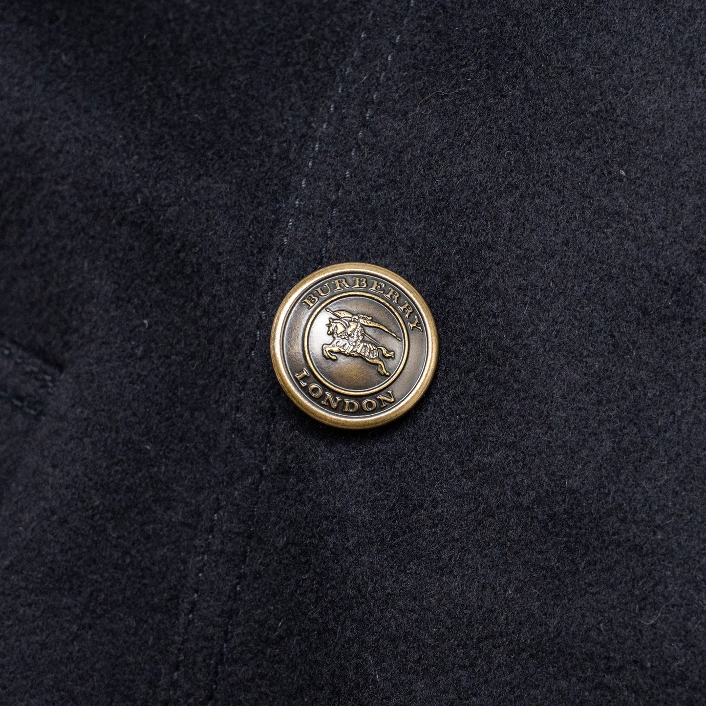 Burberry Size UK12 Detailed Button Trench Coat Virgin Wool/Cashmere Dark Blue