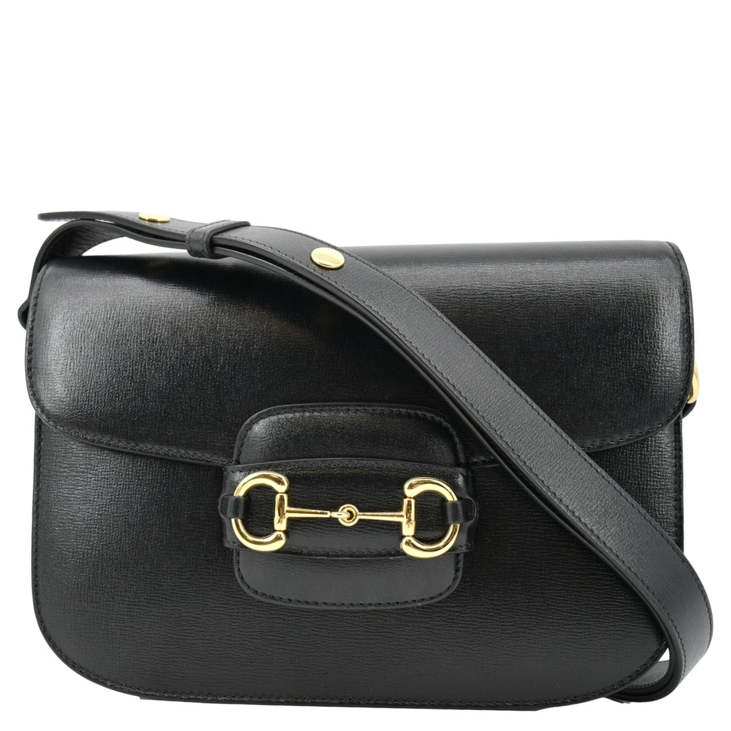 GUCCI Horsebit 1955 Small Leather Shoulder Bag Black 602204