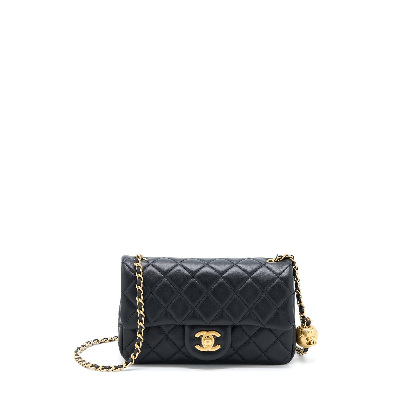 Chanel Pearl Crush Mini Rectangular Flap Bag Lambskin Black GHW (Microchip)
