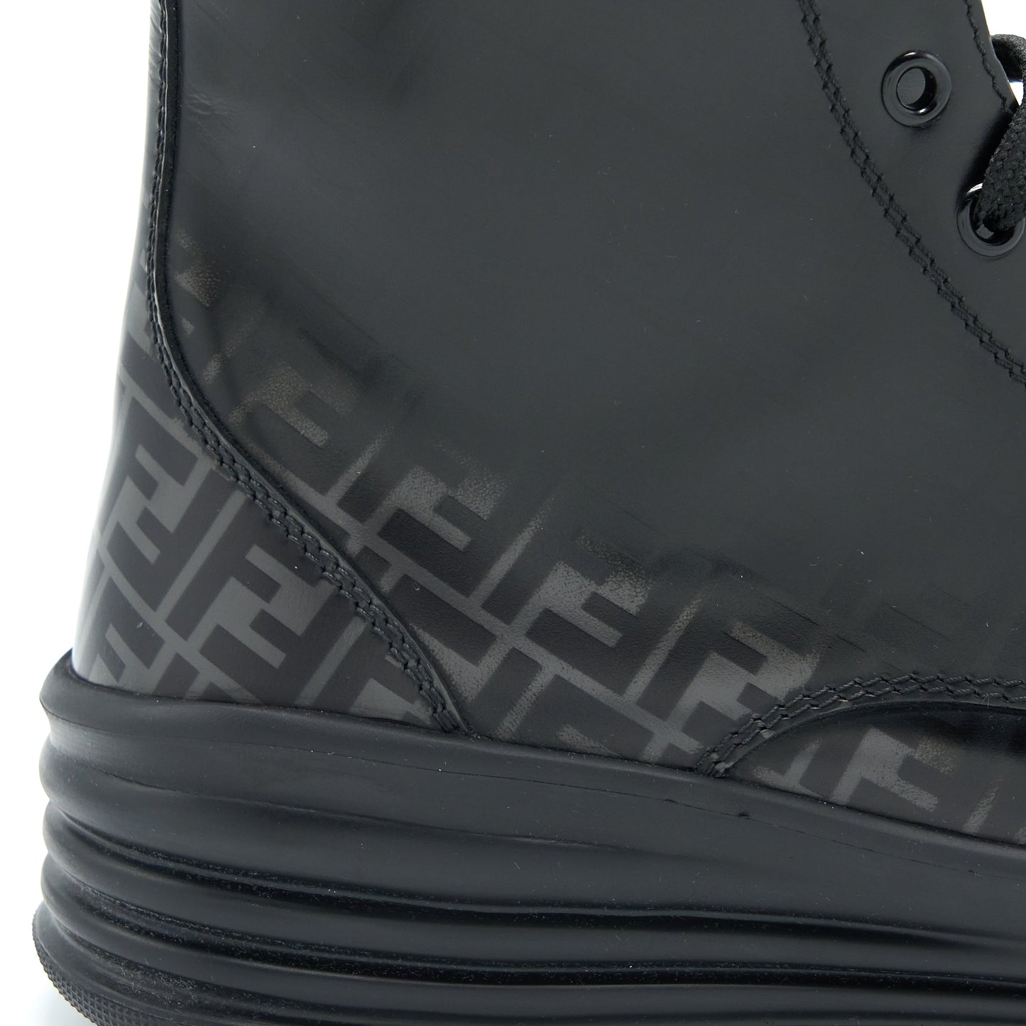 Fendi Size 6 Print Boots Calfskin Black