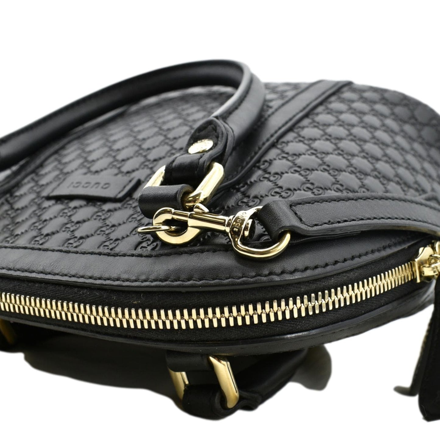GUCCI Mini Dome Leather Crossbody Bag Black 449654
