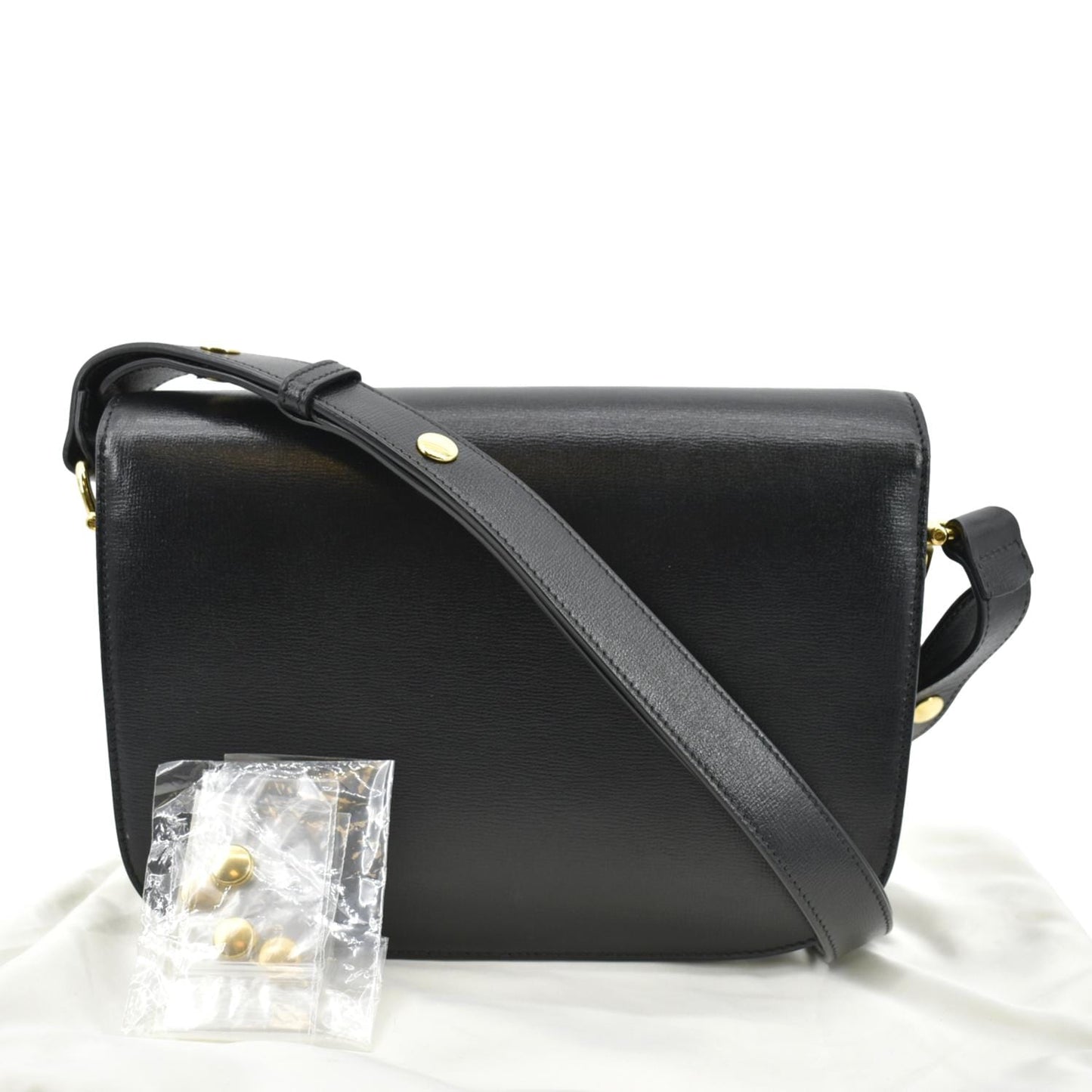 GUCCI Horsebit 1955 Small Leather Shoulder Bag Black 602204
