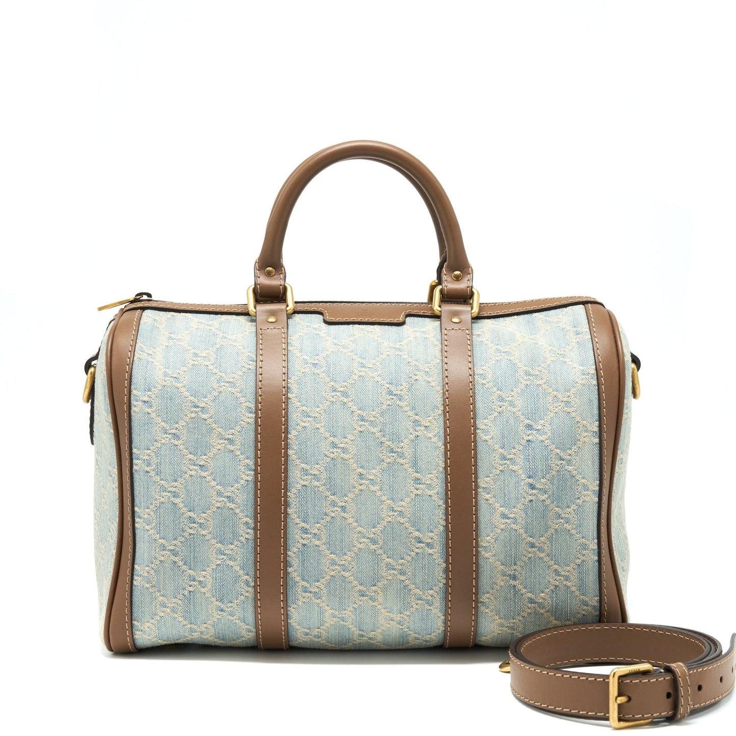 Gucci Denim Boston Purse With Cross Body Strap