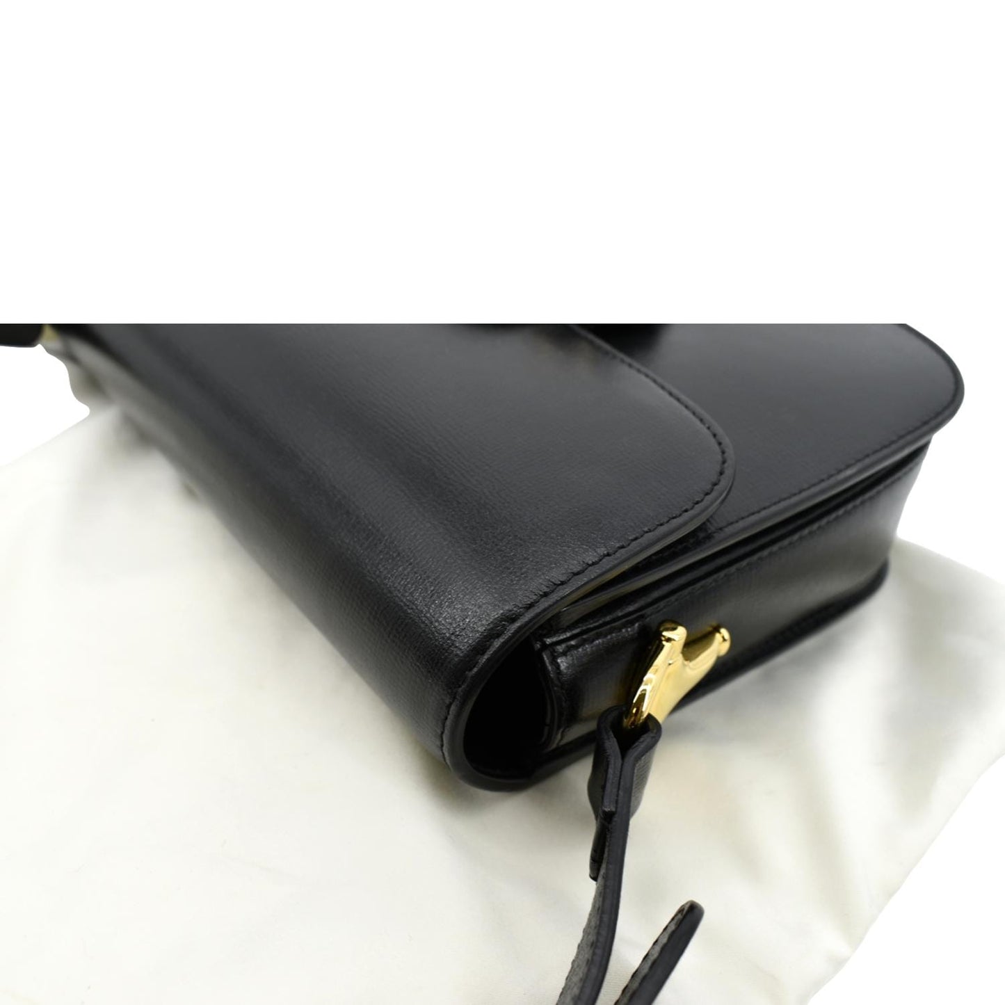 GUCCI Horsebit 1955 Small Leather Shoulder Bag Black 602204