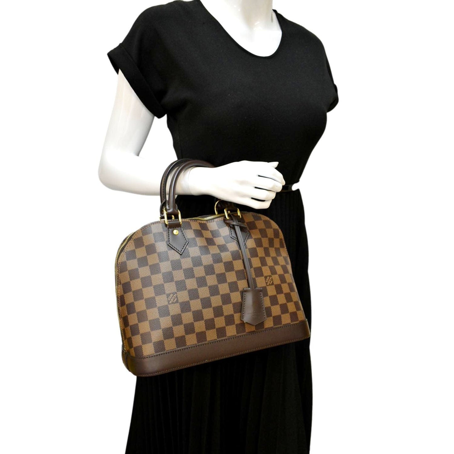 LOUIS VUITTON Alma PM Damier Ebene Satchel Bag Brown