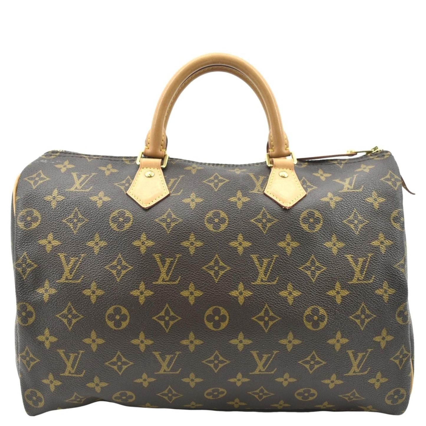 LOUIS VUITTON Speedy 35 Monogram Canvas Satchel Bag Brown
