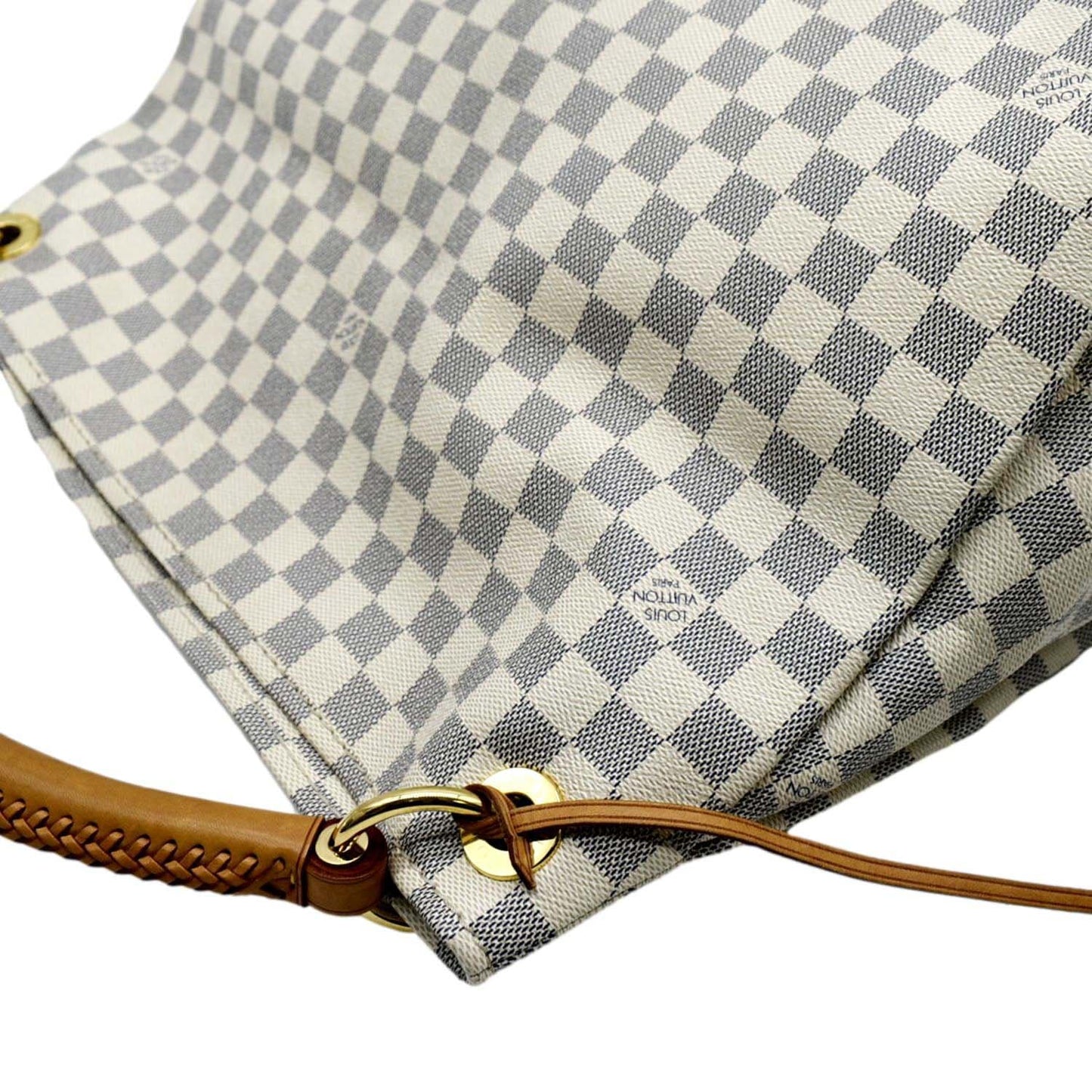 LOUIS VUITTON Artsy MM Damier Azur Hobo Bag White