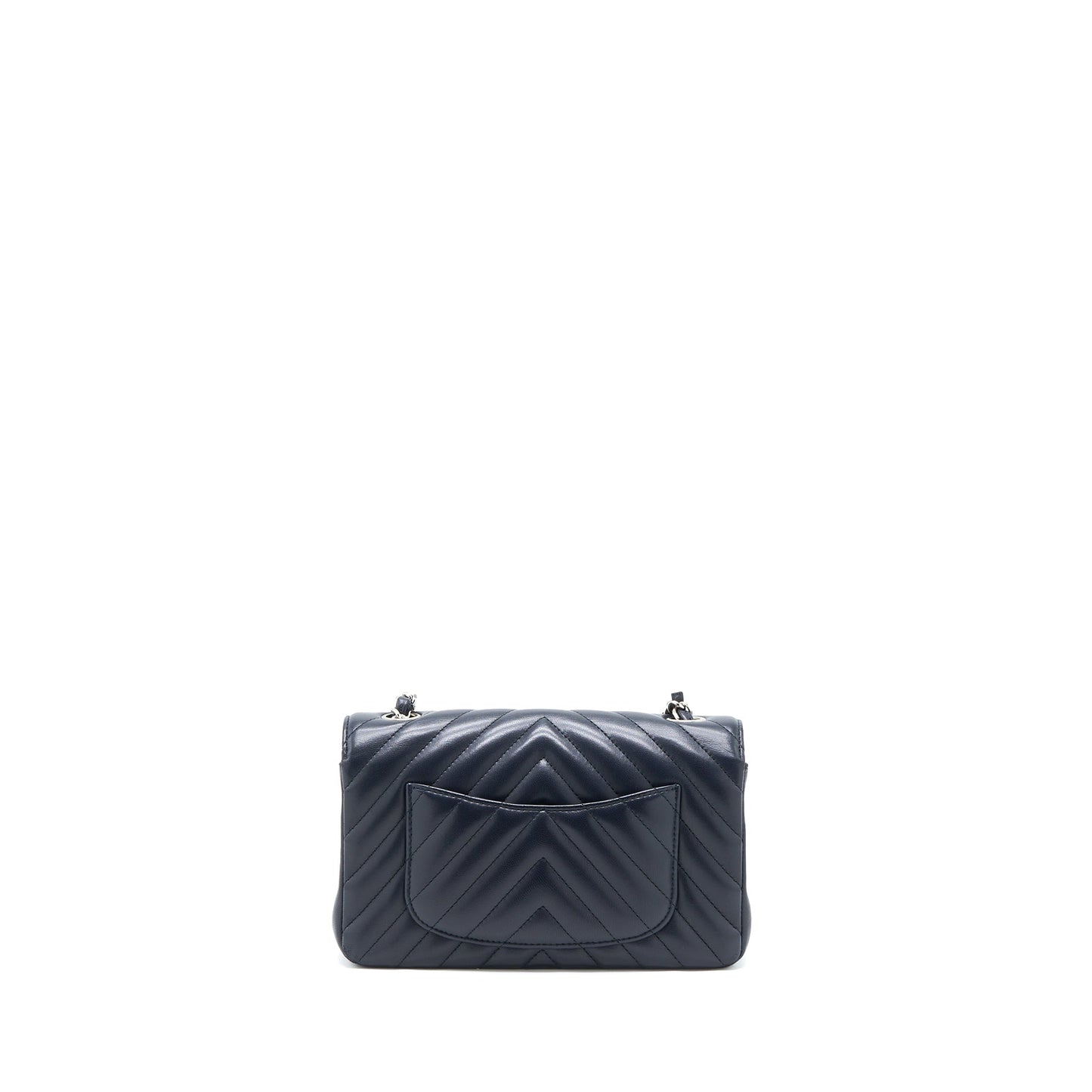 Chanel Mini Rectangular Flap Bag Chevron Lambskin Navy SHW