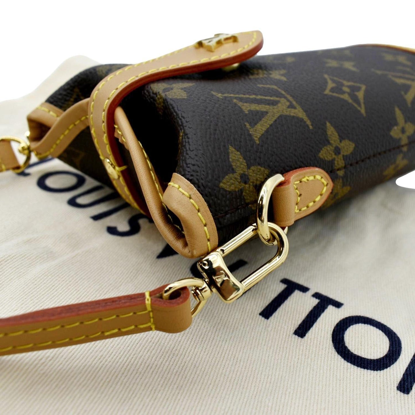 LOUIS VUITTON Fold Me Pouch Monogram Canvas Shoulder Bag Brown