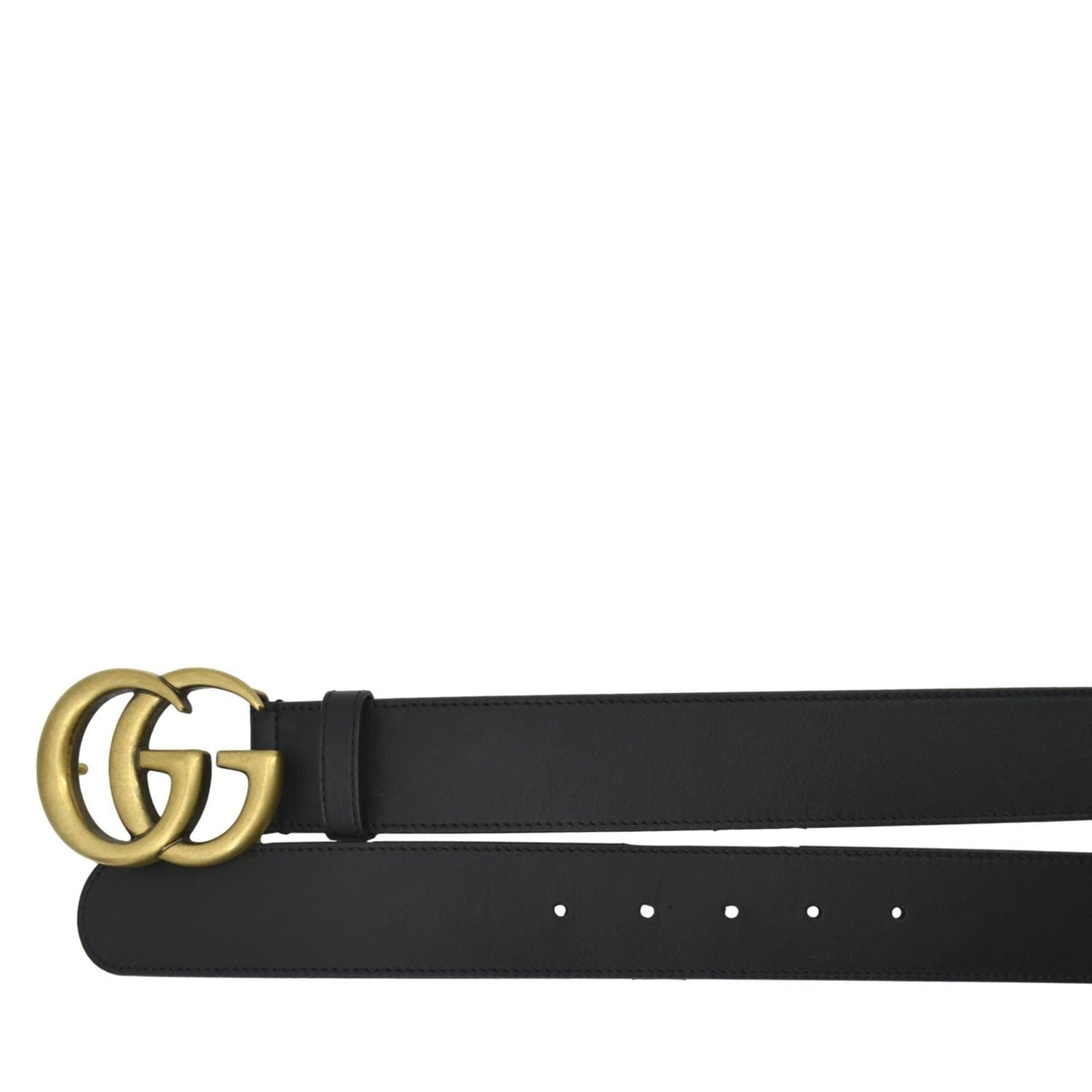 GUCCI Double G Buckle Leather Belt Size 80.32 Black 400593