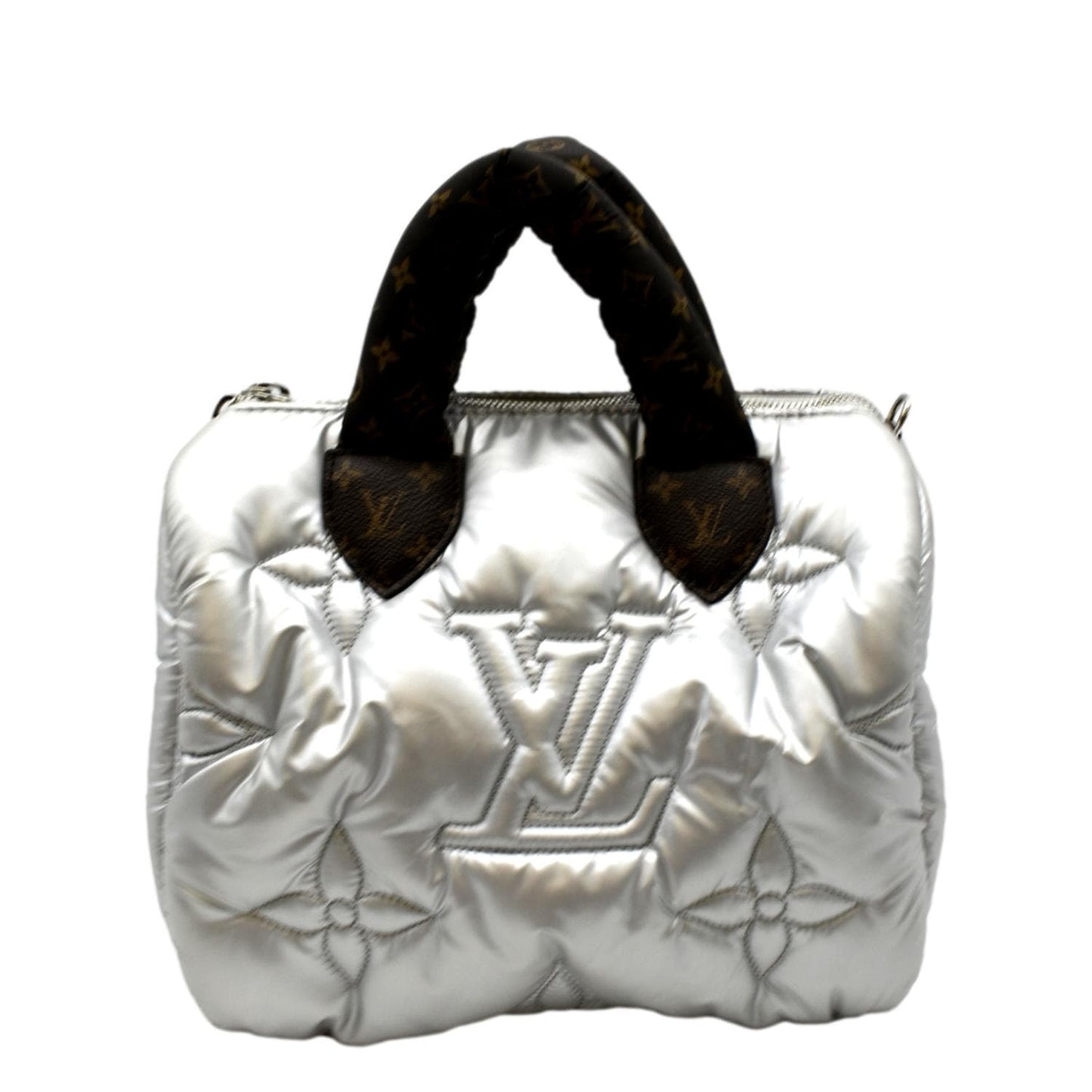LOUIS VUITTON Speedy Bandouliere 25 Econyl Nylon Pillow Shoulder Bag Silver