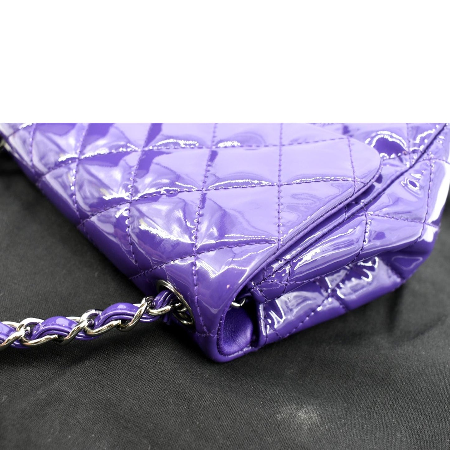 CHANEL Mini Flap Patent Calfskin Leather Shoulder Bag Purple