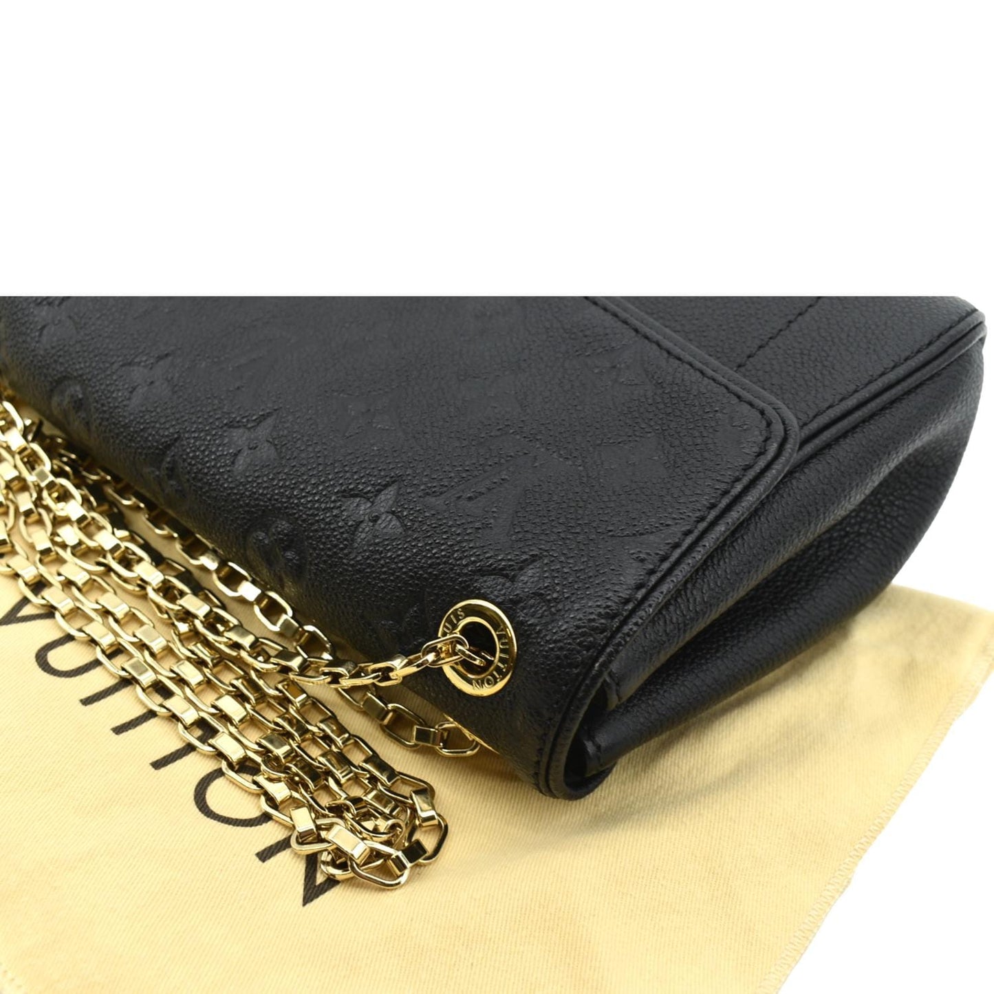 LOUIS VUITTON Saint Germain MM Monogram Empreinte Leather Shoulder Bag Black