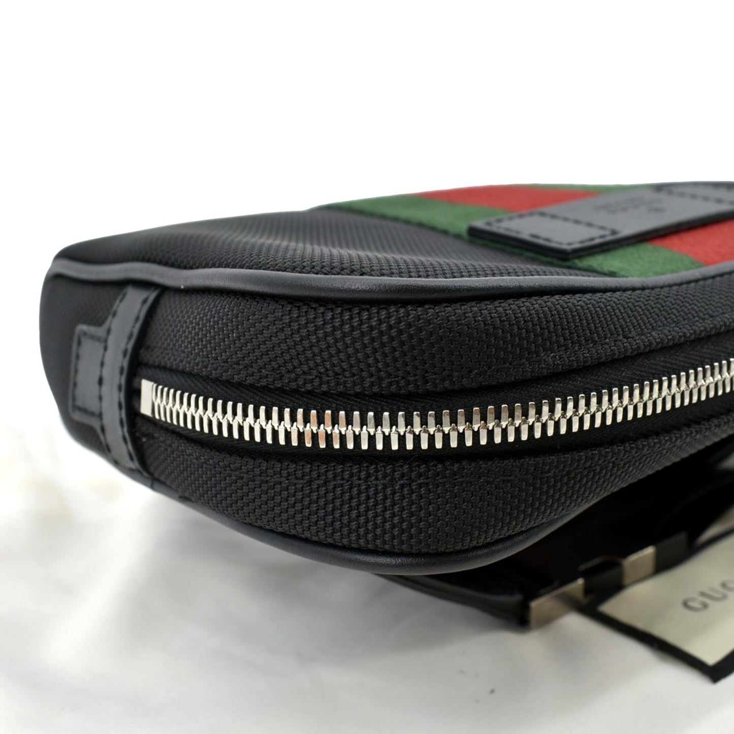 GUCCI Web Monogram Canvas Slim Belt Bag Black 630919