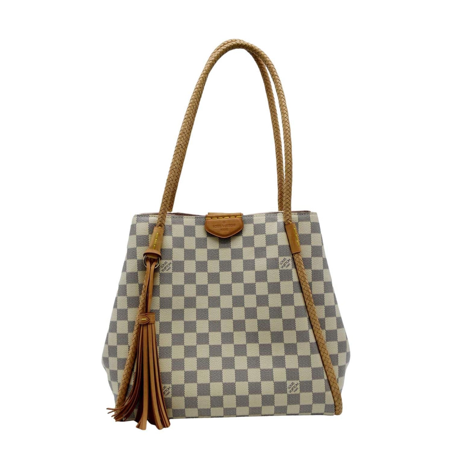LOUIS VUITTON Propriano Damier Azur Tote Shoulder Bag White