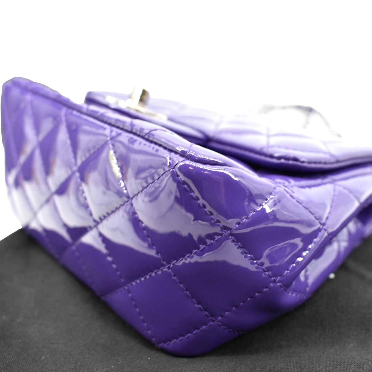 CHANEL Mini Flap Patent Calfskin Leather Shoulder Bag Purple