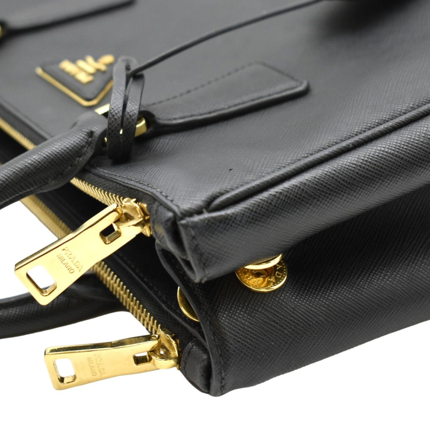 PRADA Galleria Double-Zip small Saffiano Leather Tote Bag Black
