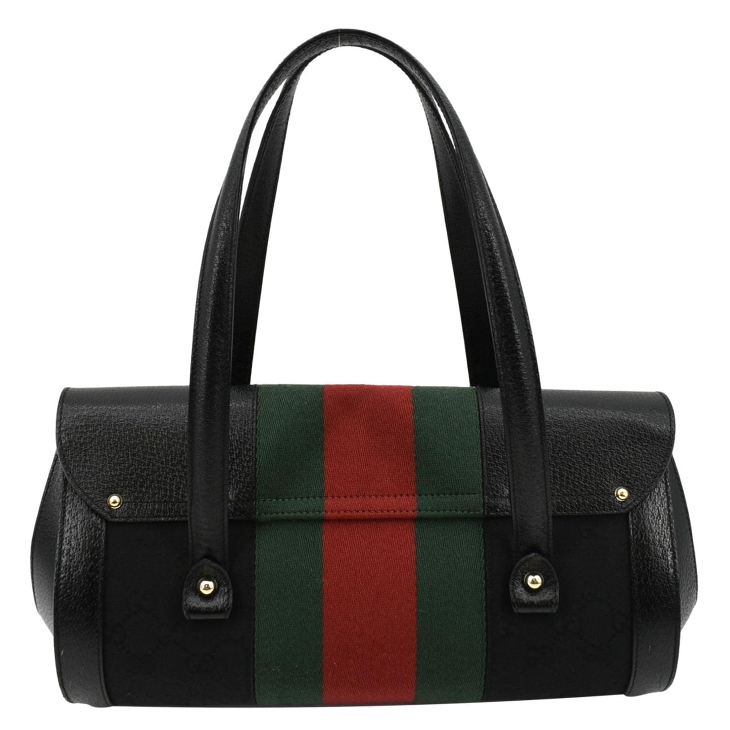 GUCCI Bamboo Bullet Calfskin Leather Satchel Bag Black 131496