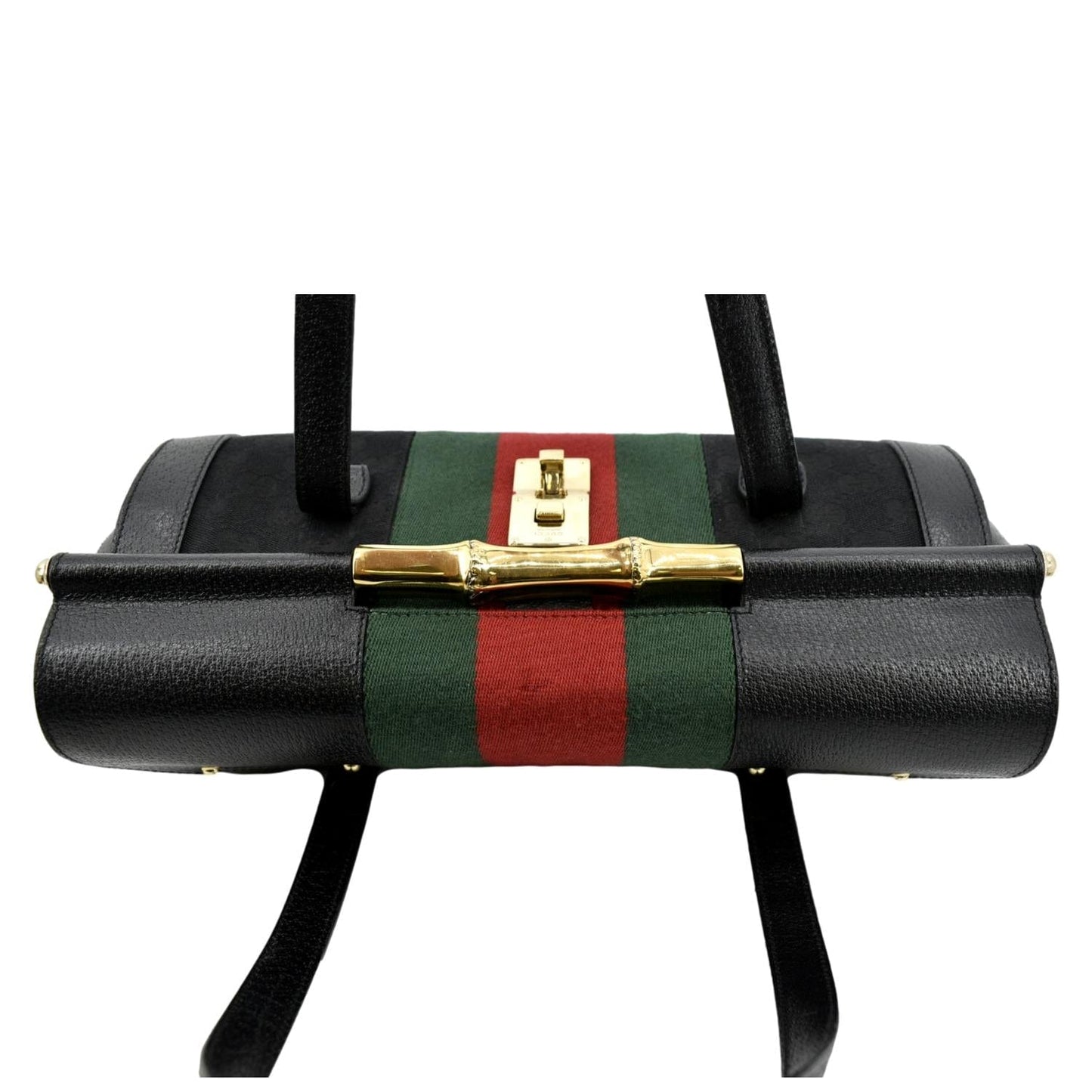 GUCCI Bamboo Bullet Calfskin Leather Satchel Bag Black 131496