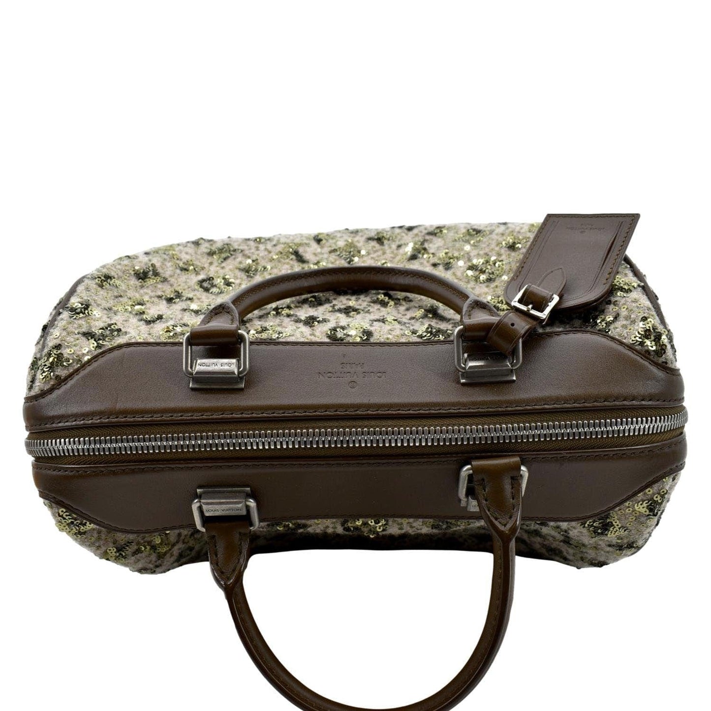 LOUIS VUITTON Speedy Sunshine Express 30 Monogram Sequin Satchel Bag Khaki