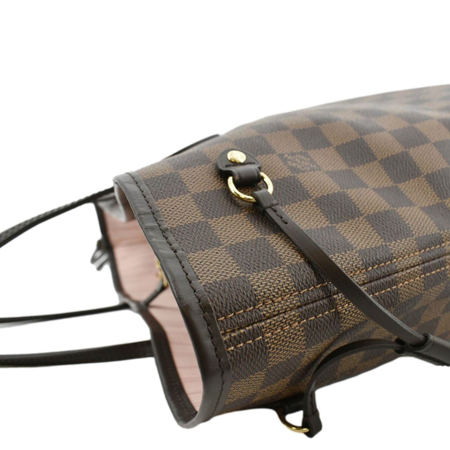 LOUIS VUITTON Neverfull MM Damier Ebene Tote Bag Rose Ballerine