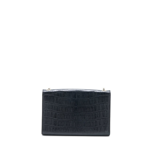 Saint Laurent Kate Purse Crocodile-Embossed Leather Grey