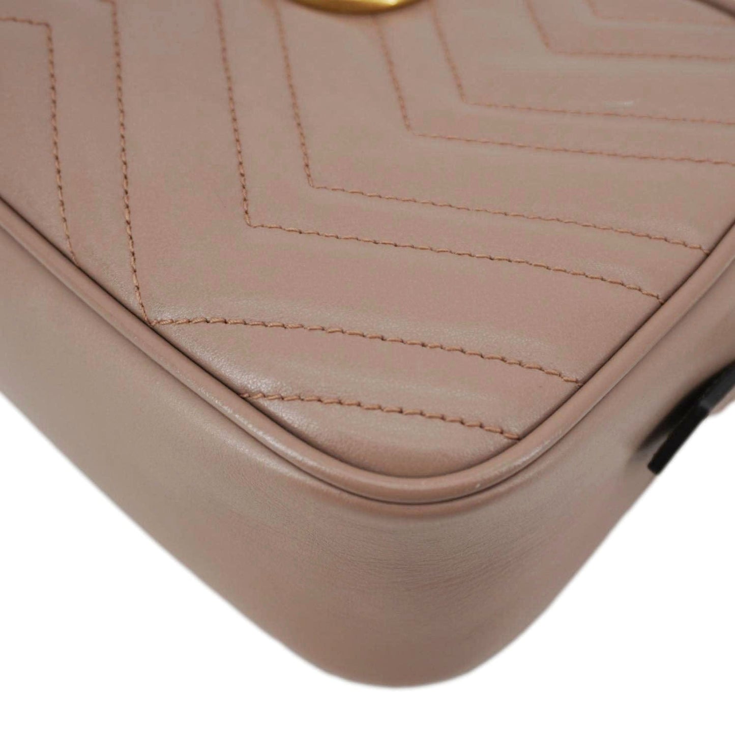 GUCCI GG Marmont Small Matelasse Chevron Leather Camera Bag Beige 447632