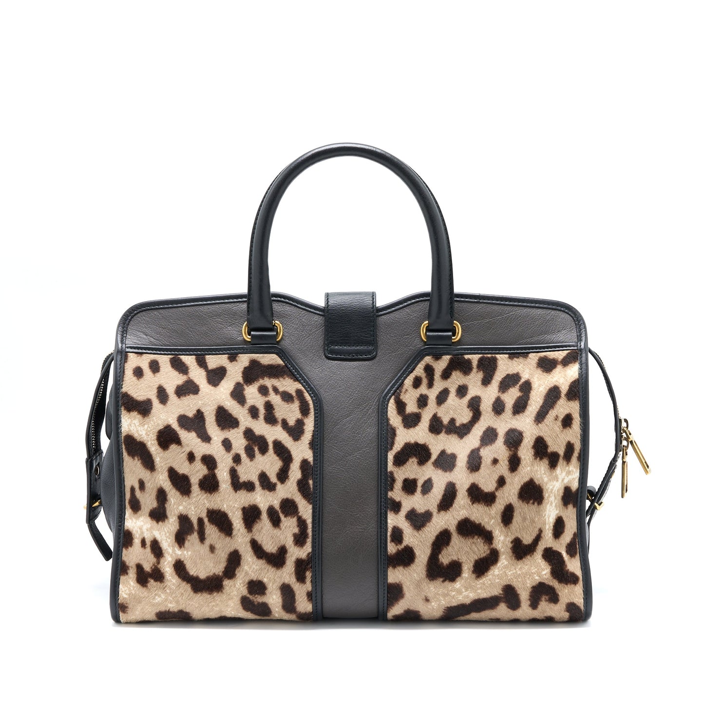 Saint Laurent Cabas Chyc Tote Purse Animal Print Horsehair/Calfskin Black
