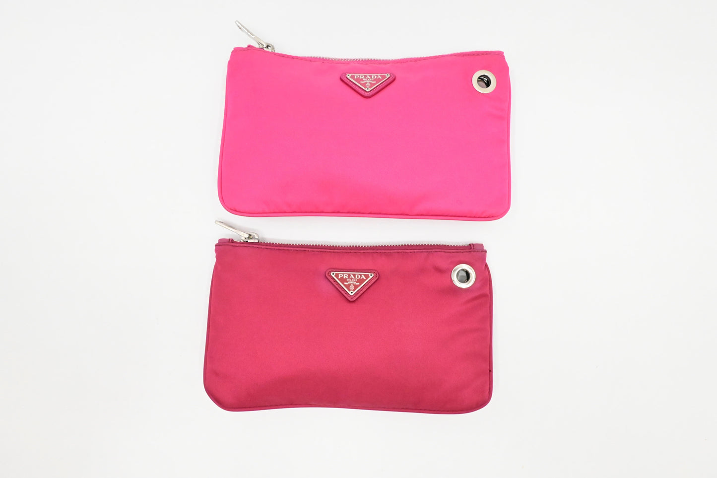 Prada Double O-Ring Pouch in Pink Nylon