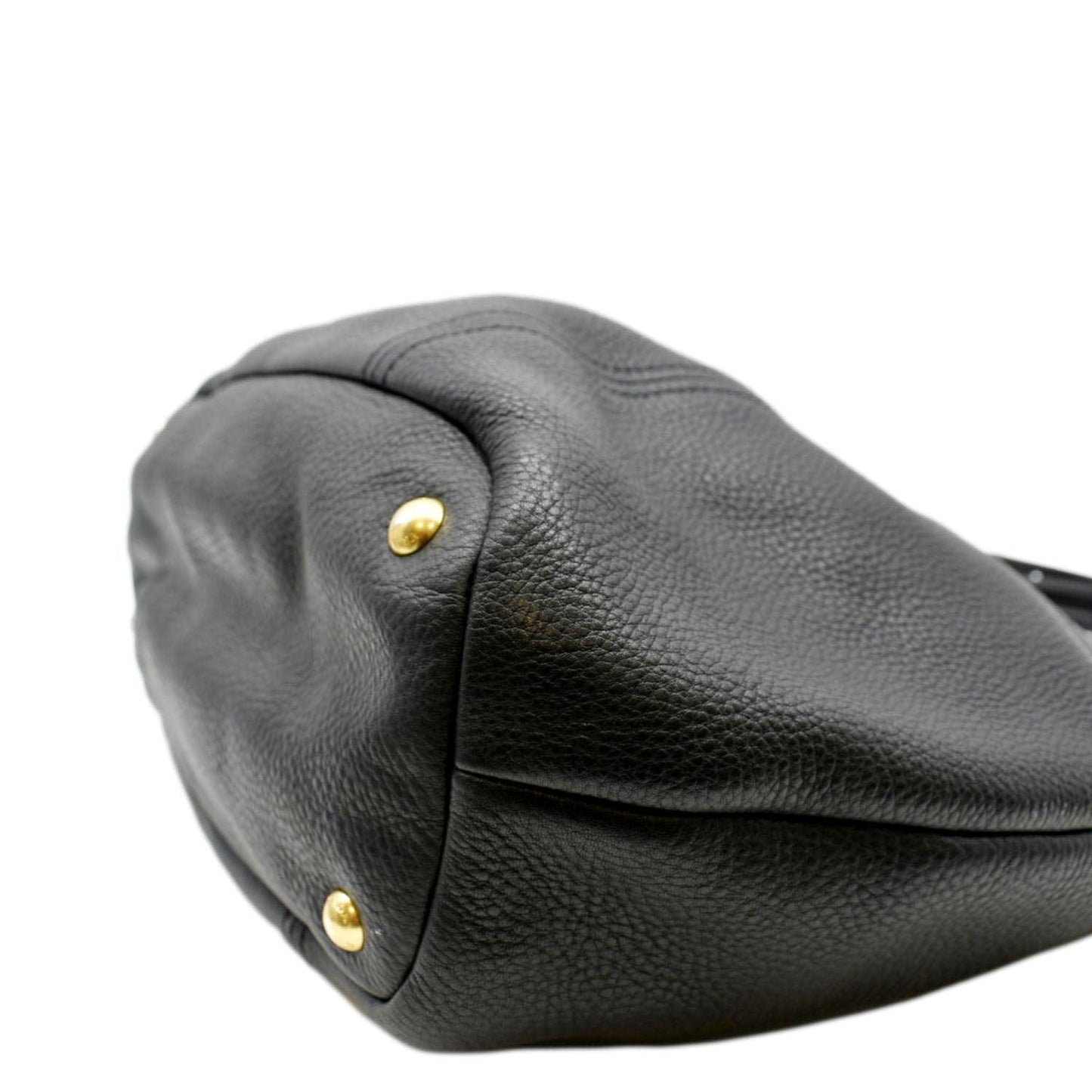 PRADA Vitello Daino Large leather Tote Shoulder Bag Black