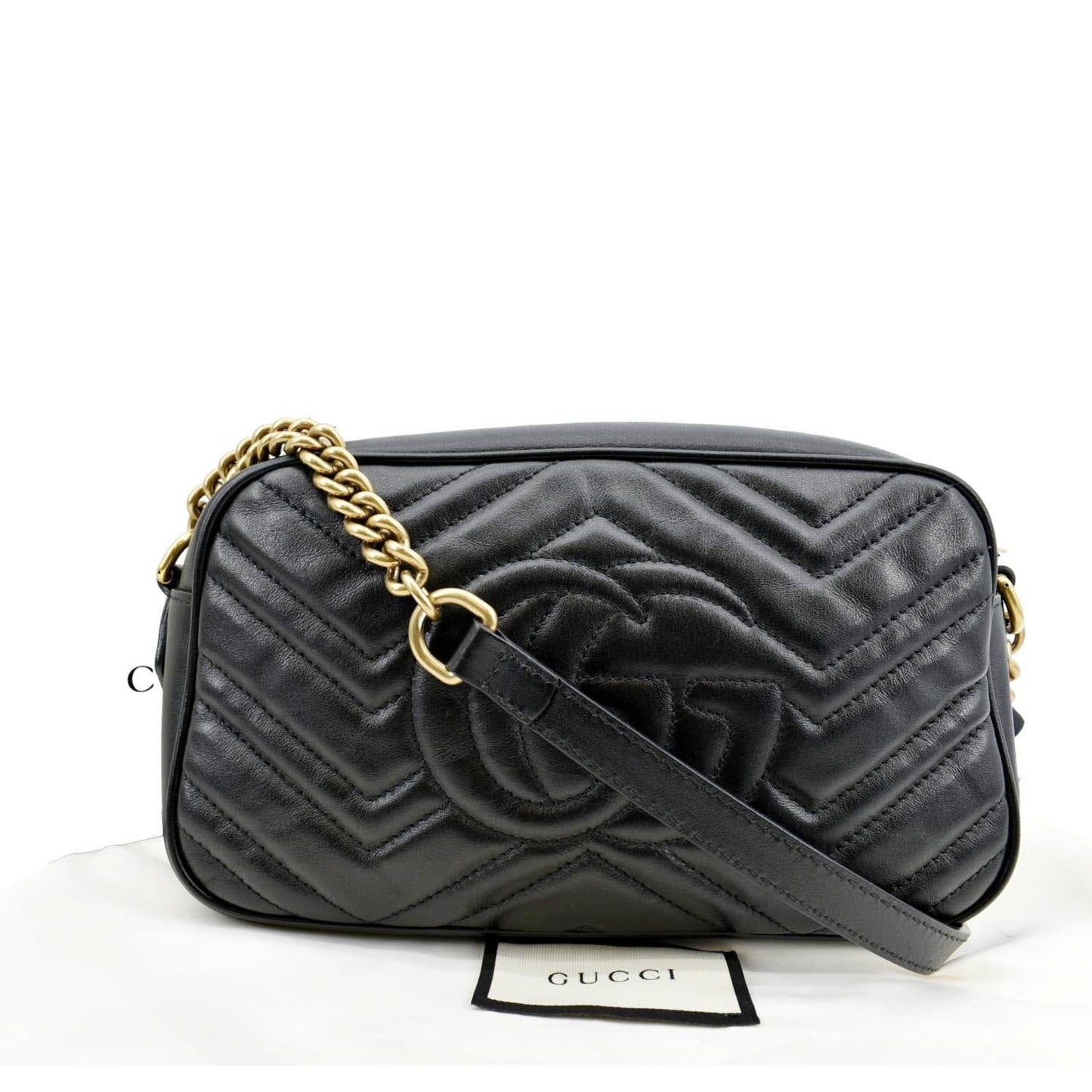 GUCCI GG Marmont Small Matelasse Leather Crossbody Bag Black 447632