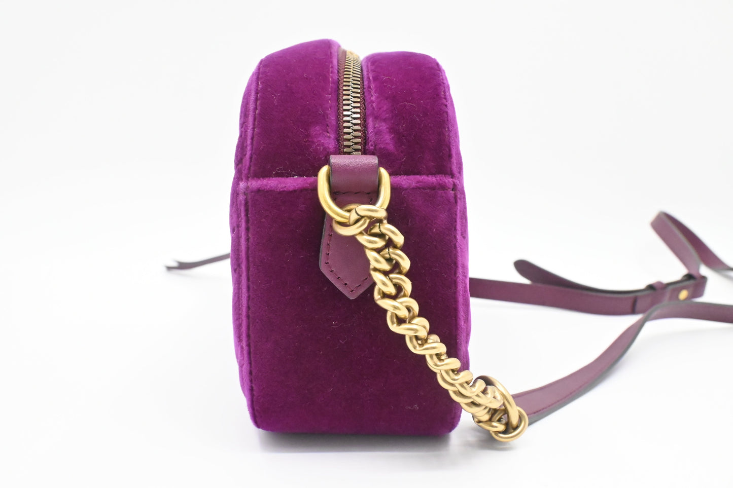 Gucci Marmont Shoulder Bag in Purple Matelasse Velvet