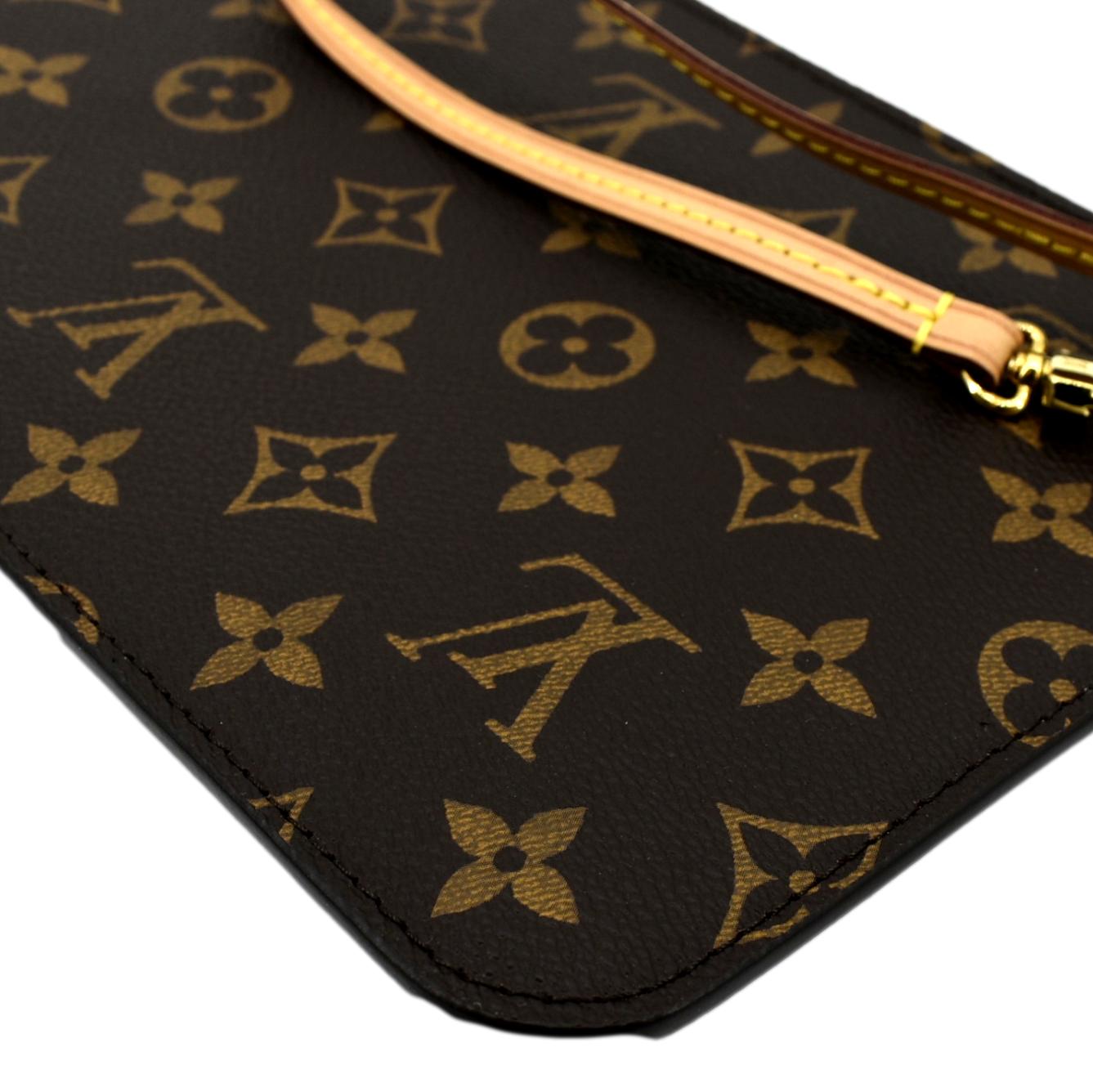 LOUIS VUITTON  Neverfull Monogram Canvas Pochette Wristlet Pouch Brown