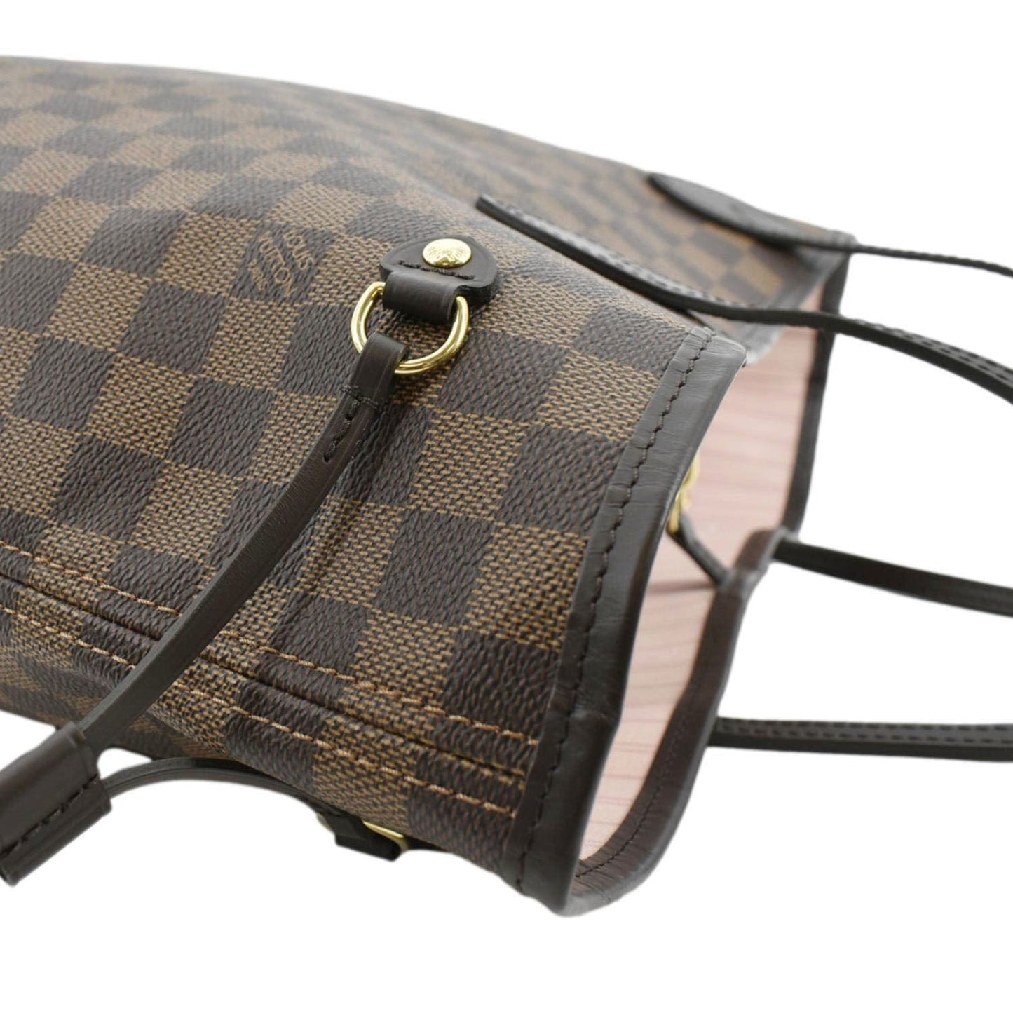 LOUIS VUITTON Neverfull MM Damier Ebene Tote Bag Rose Ballerine