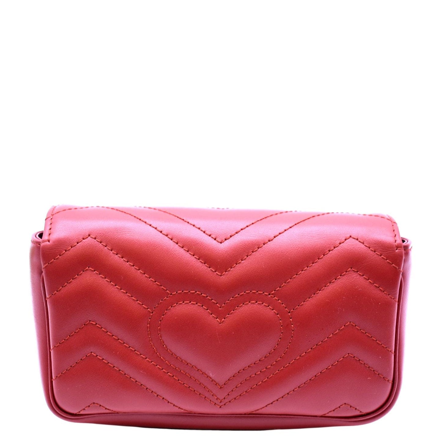 GUCCI GG Marmont Super Mini Matelasse Leather Crossbody Bag Red 476433