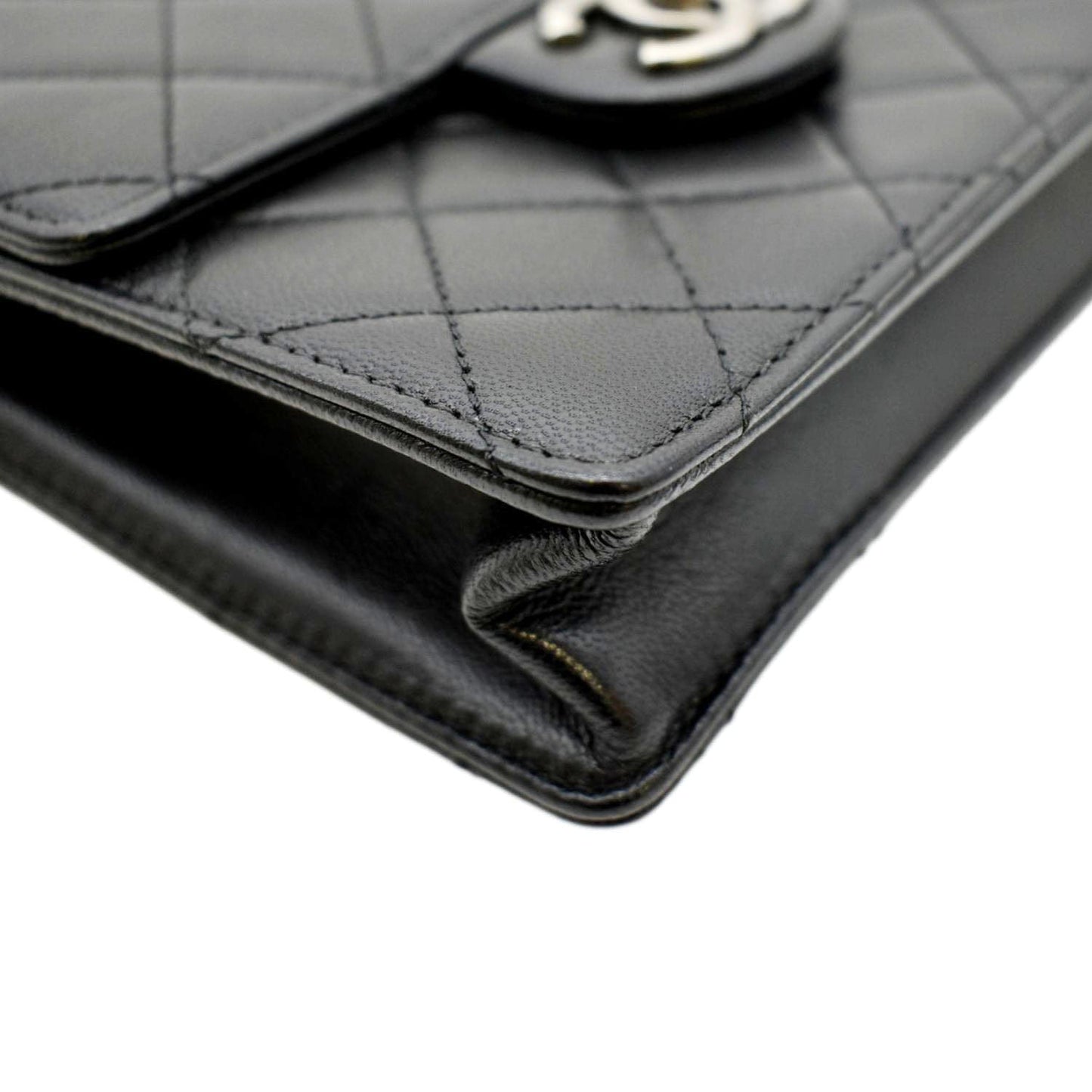 CHANEL Chic Pearls Flap Quilted Calfskin Leather Shoulder Bag Black