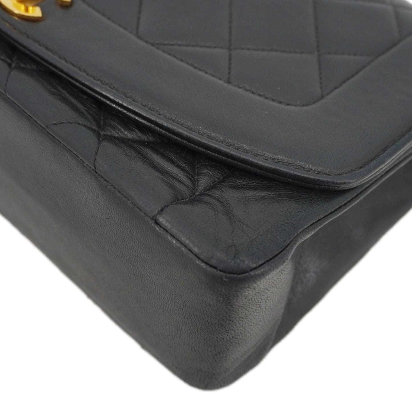 CHANEL Diana Flap Quilted Leather Shoulder Bag Black