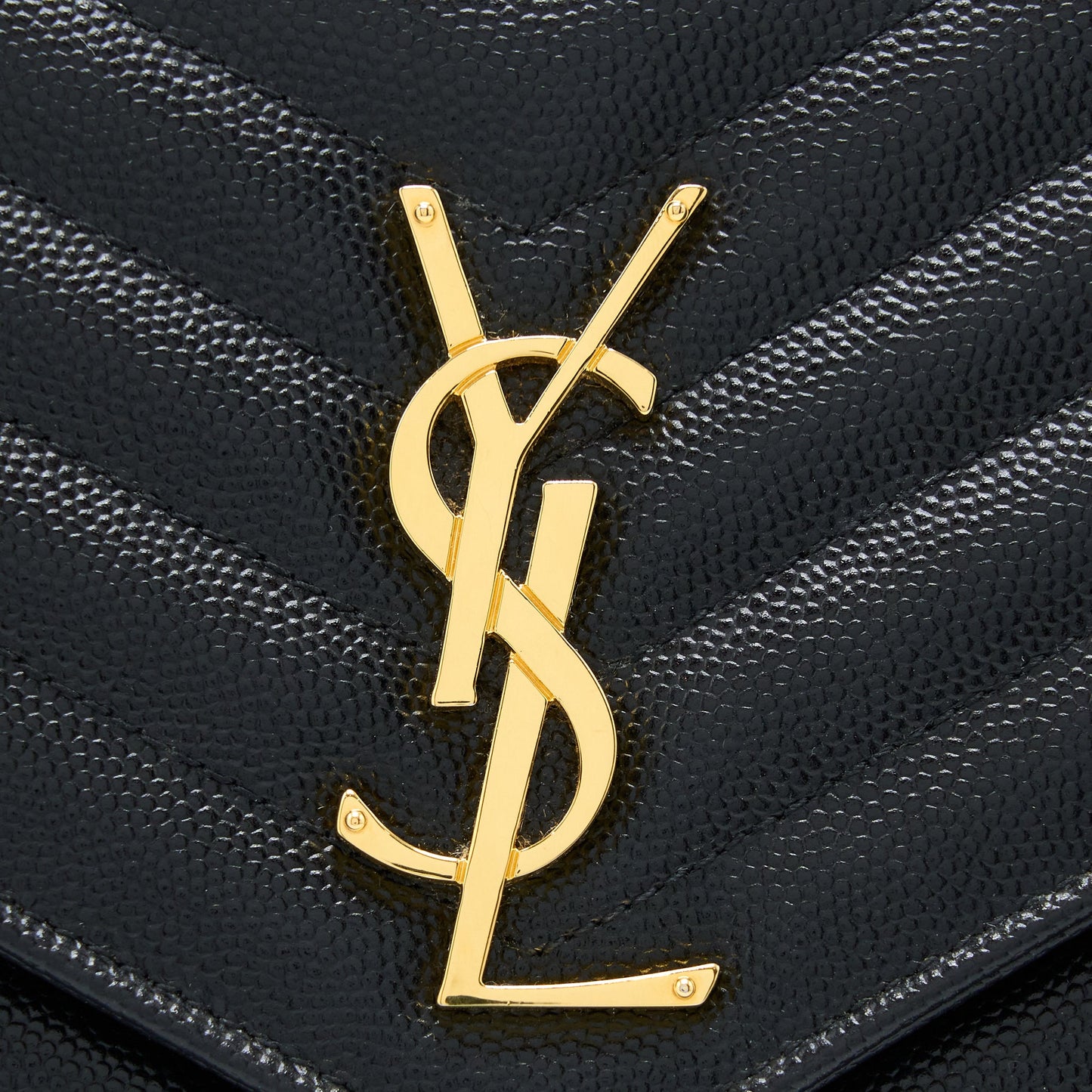 Saint Laurent Wallet On Chain Grained Calfskin Black